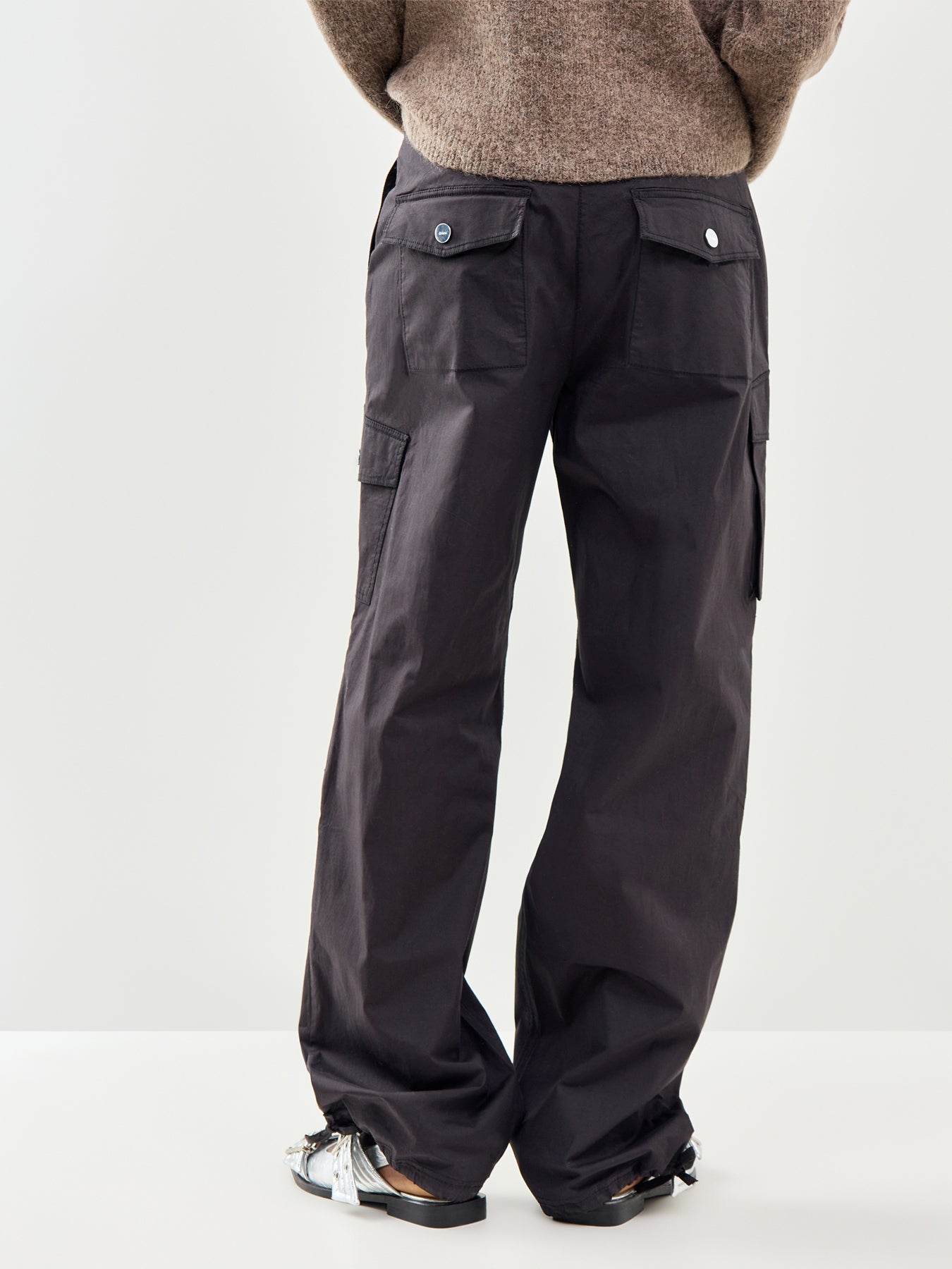 Stretch Cotton Cargo Pants Black