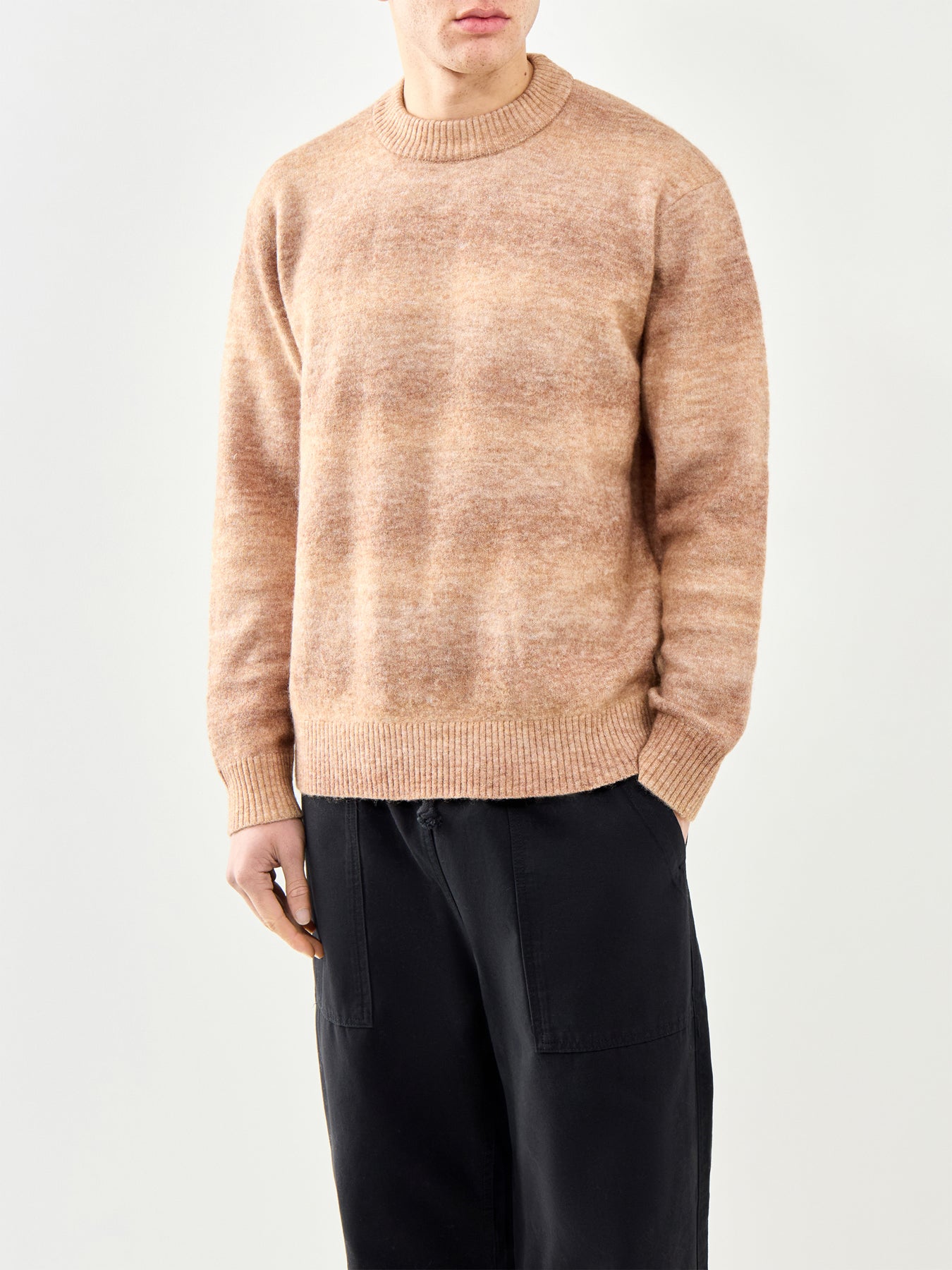 Space Dyed Crew Neck Sweater Brown