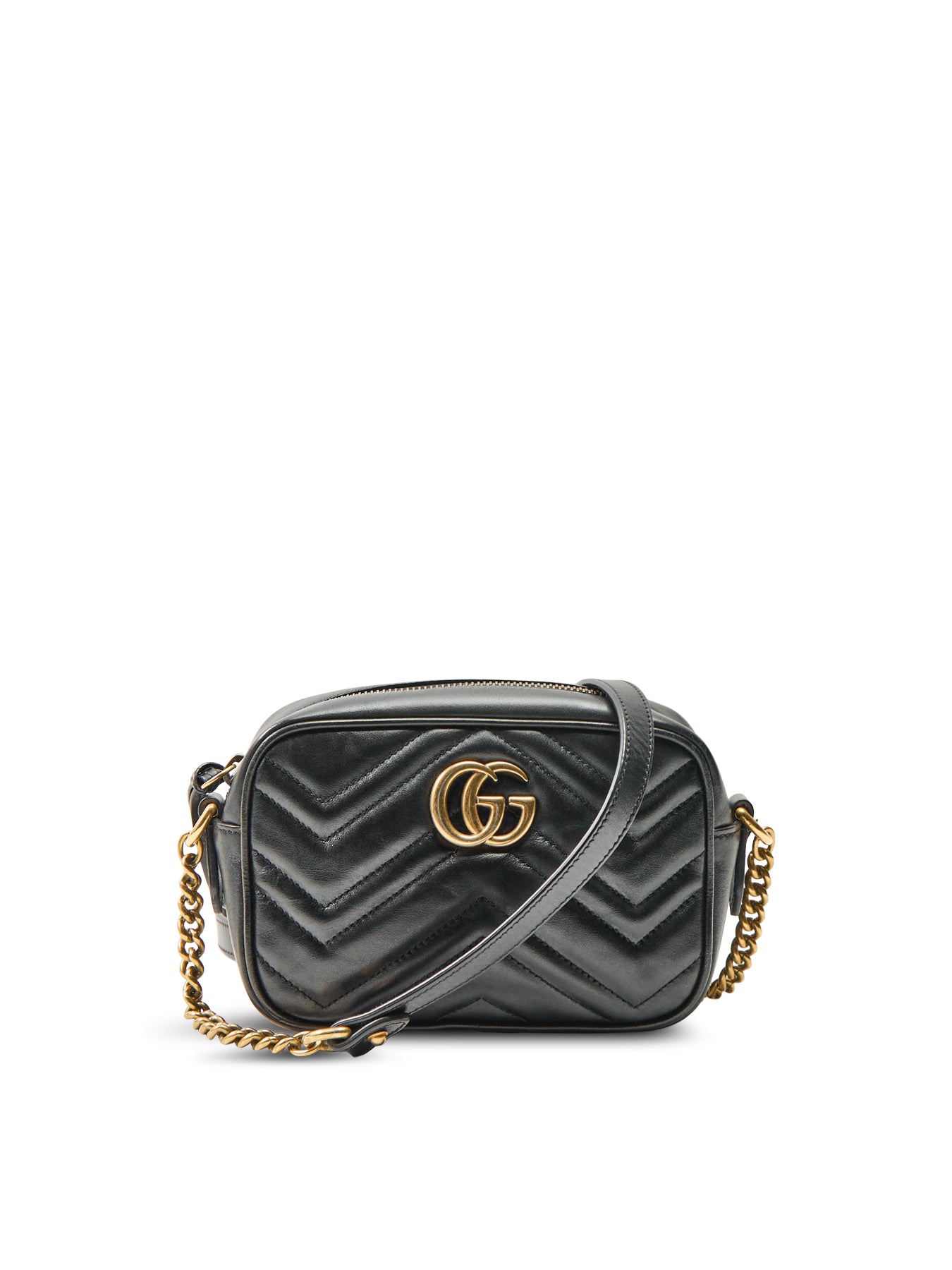 Vintage Gucci Leather GG Marmont Mini Crossbody Bag Black
