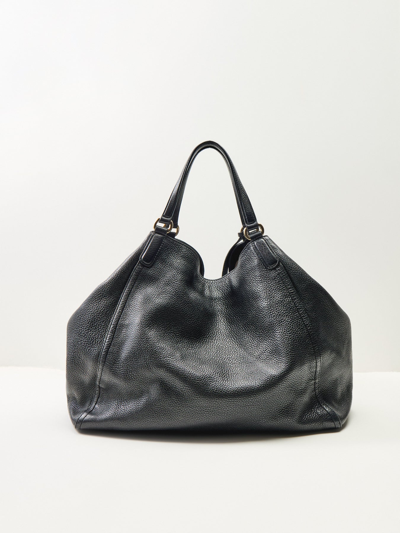 Vintage Gucci Leather Soho Large Top Handle Hobo Bag Black