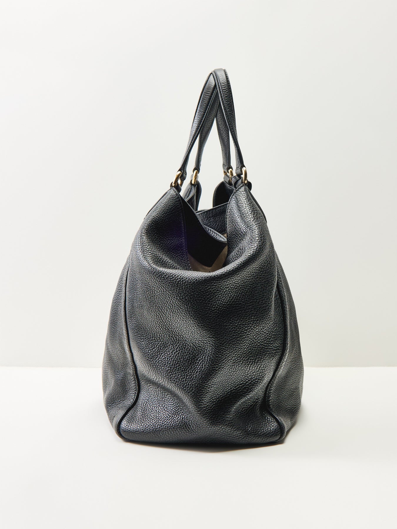 Vintage Gucci Leather Soho Large Top Handle Hobo Bag Black