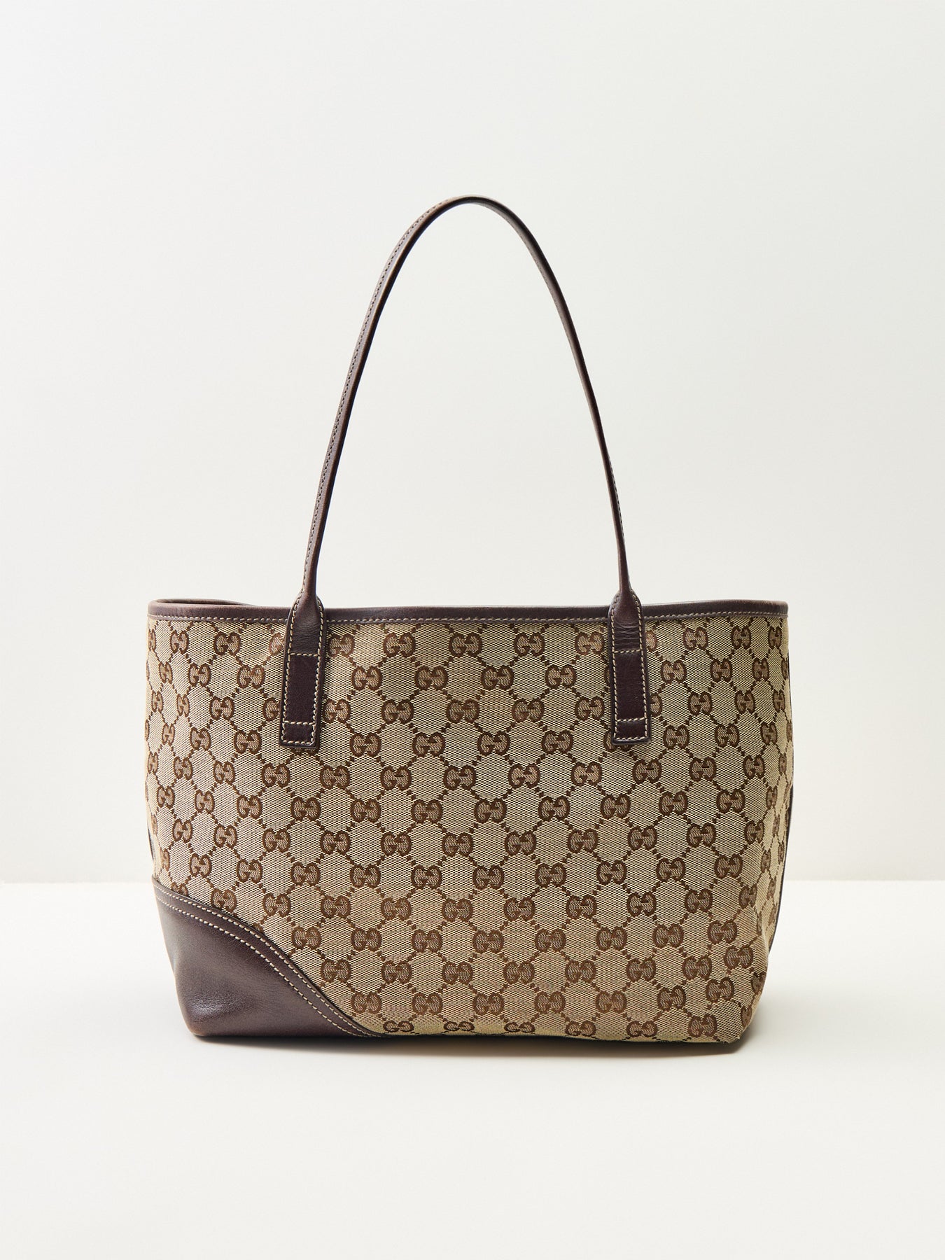 Vintage Gucci Canvas Britt Tote Bag Brown