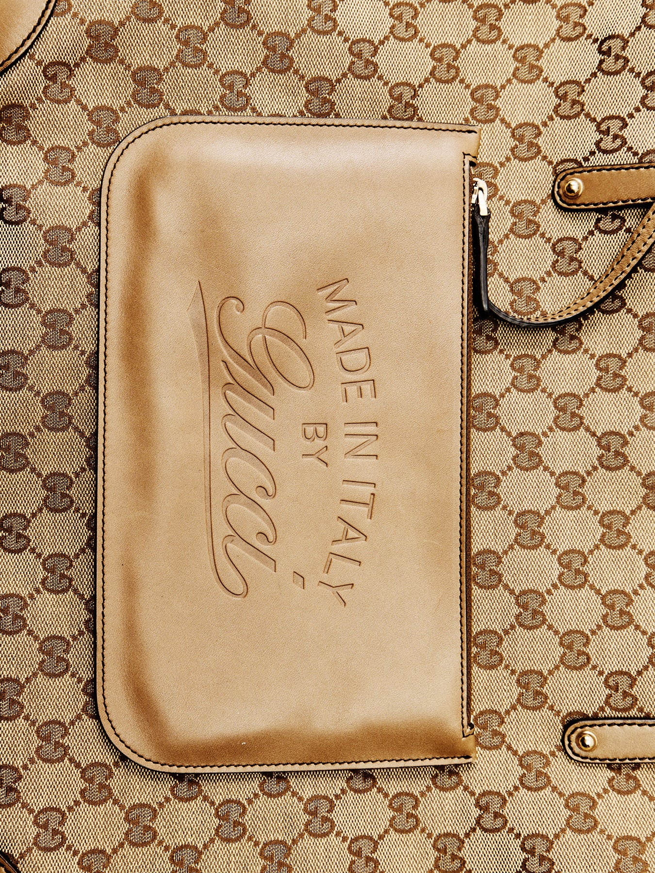 Vintage Gucci Canvas Craft Tote Bag Brown