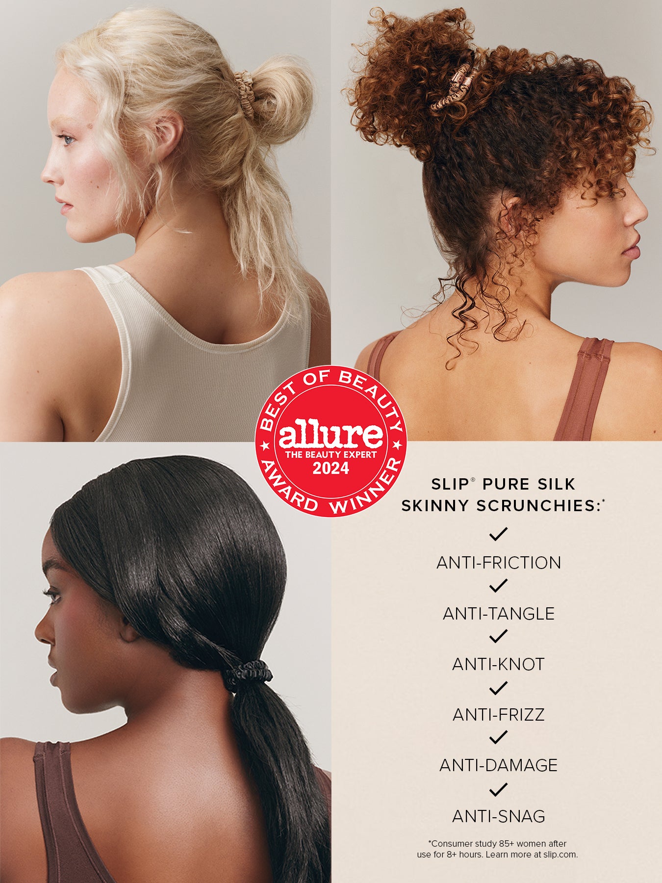 Pure Silk Skinny Scrunchies Sweetie