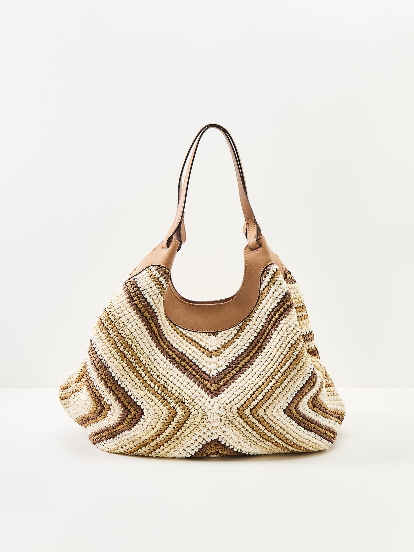 Dua L Straw Weave Tote Bag Tan