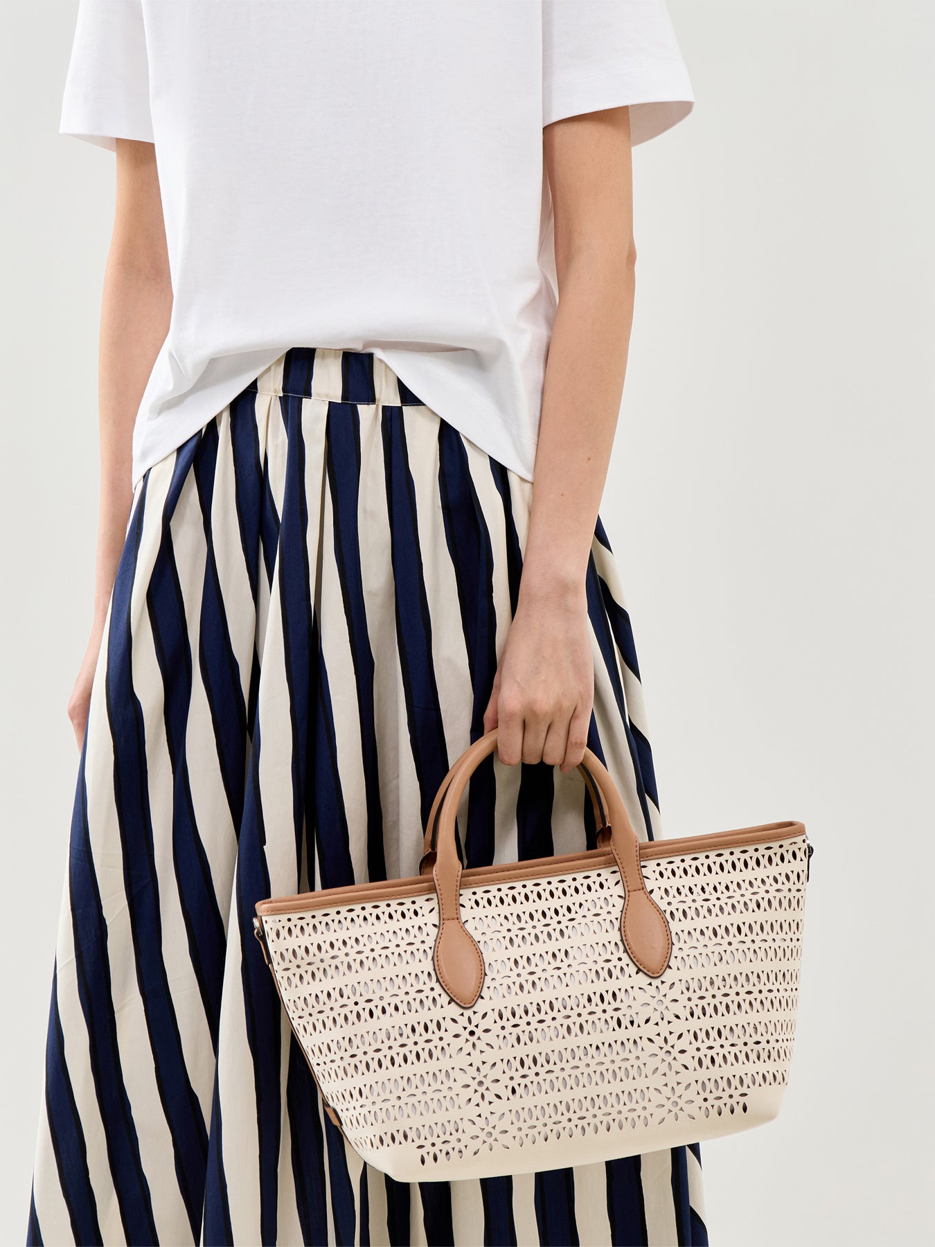 Mashup Laser Cut Tote Bag Cream