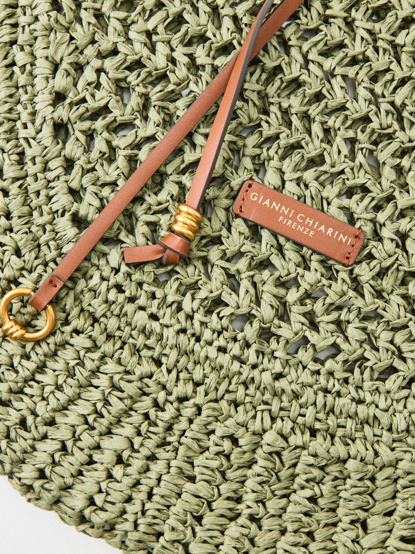 Nefeli Round Paper Straw Shoulder Bag Green