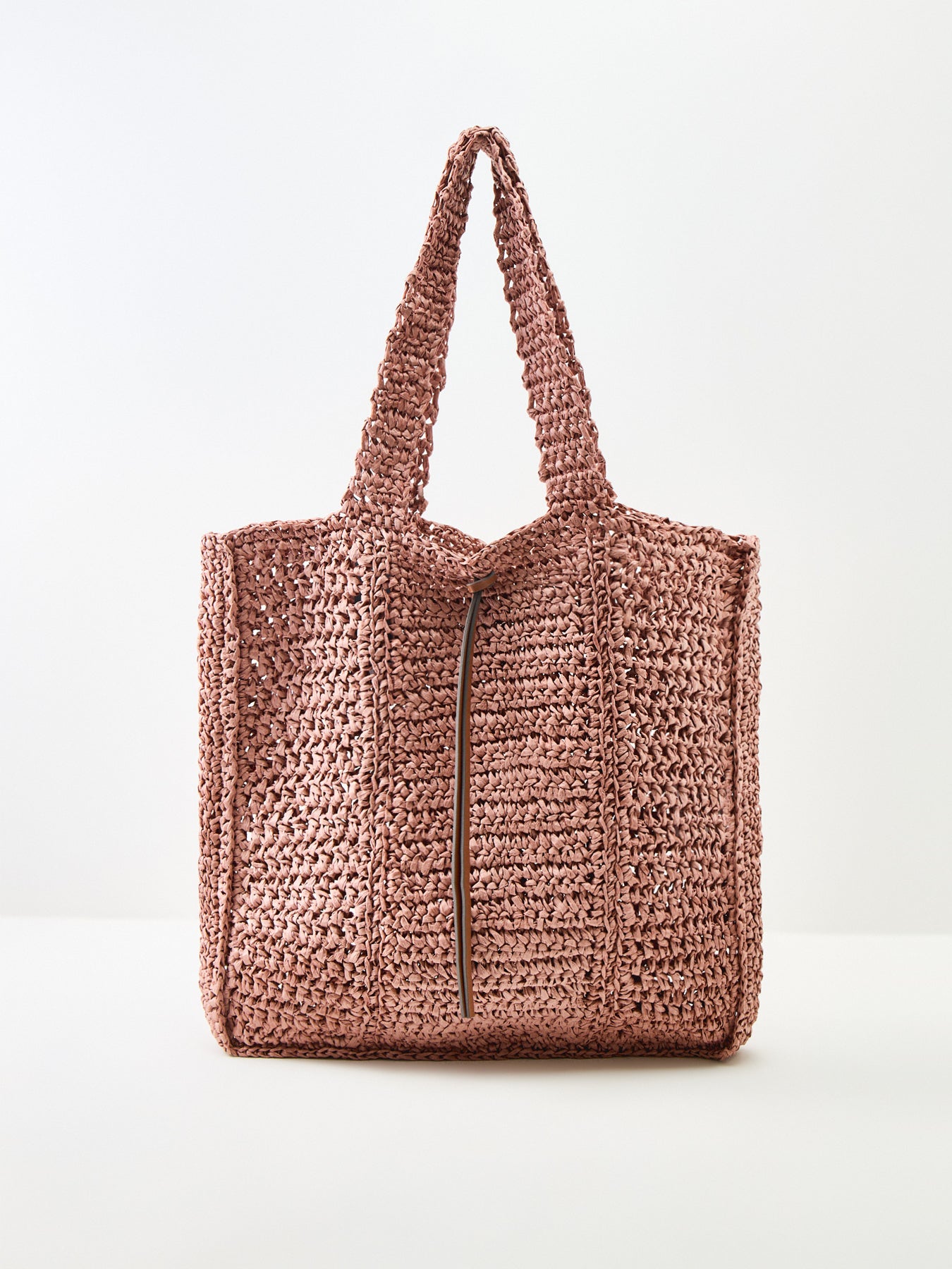 Nefeli Square Paper Straw Tote Bag Pink