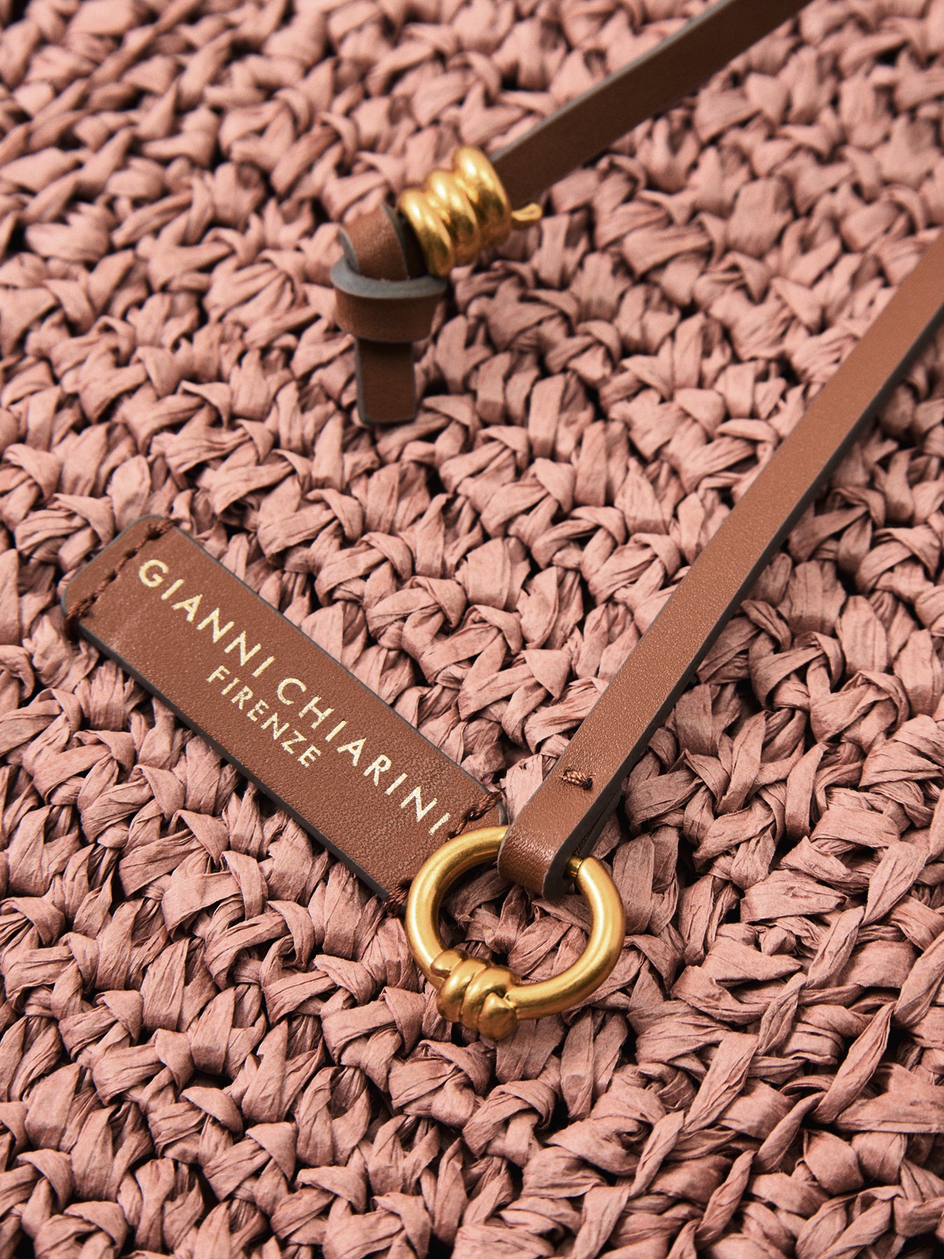 Nefeli Square Paper Straw Tote Bag Pink