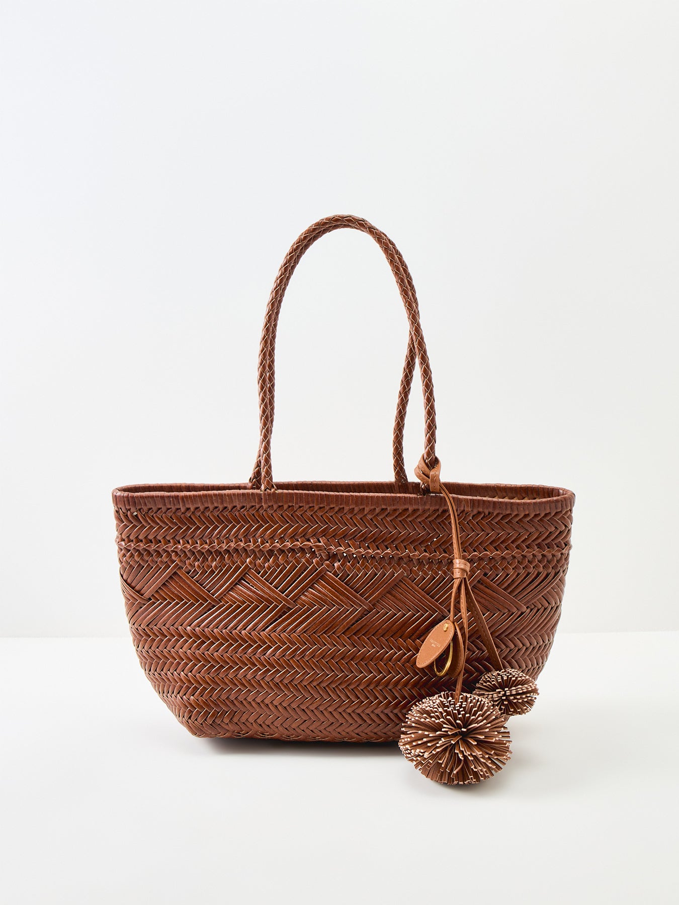 Paloma Woven Leather Tote Bag Tan