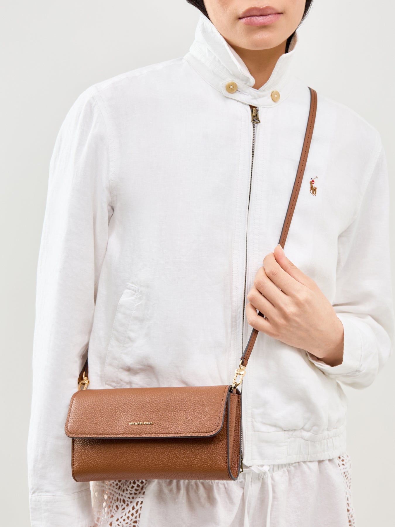 Jet Set Small Flap Leather Crossbody Bag Tan