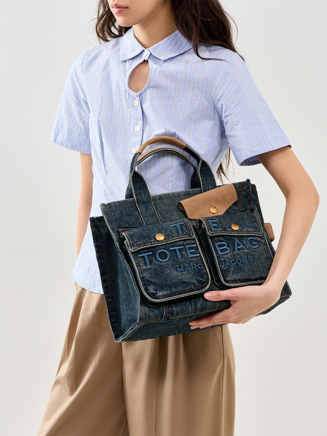 The Denim Suede Medium Tote Bag