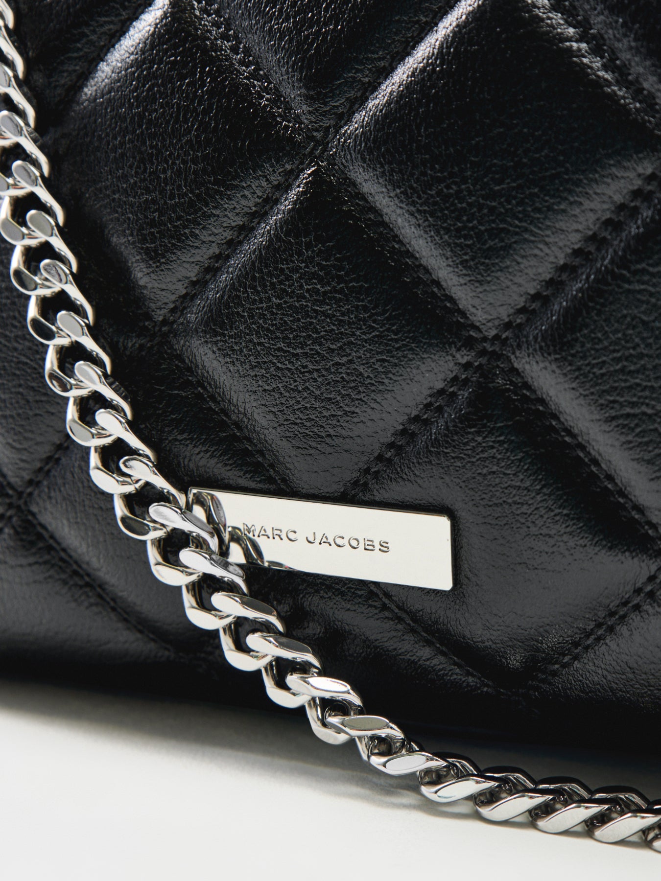 Slim Dual Chain Leather Shoulder Bag Black