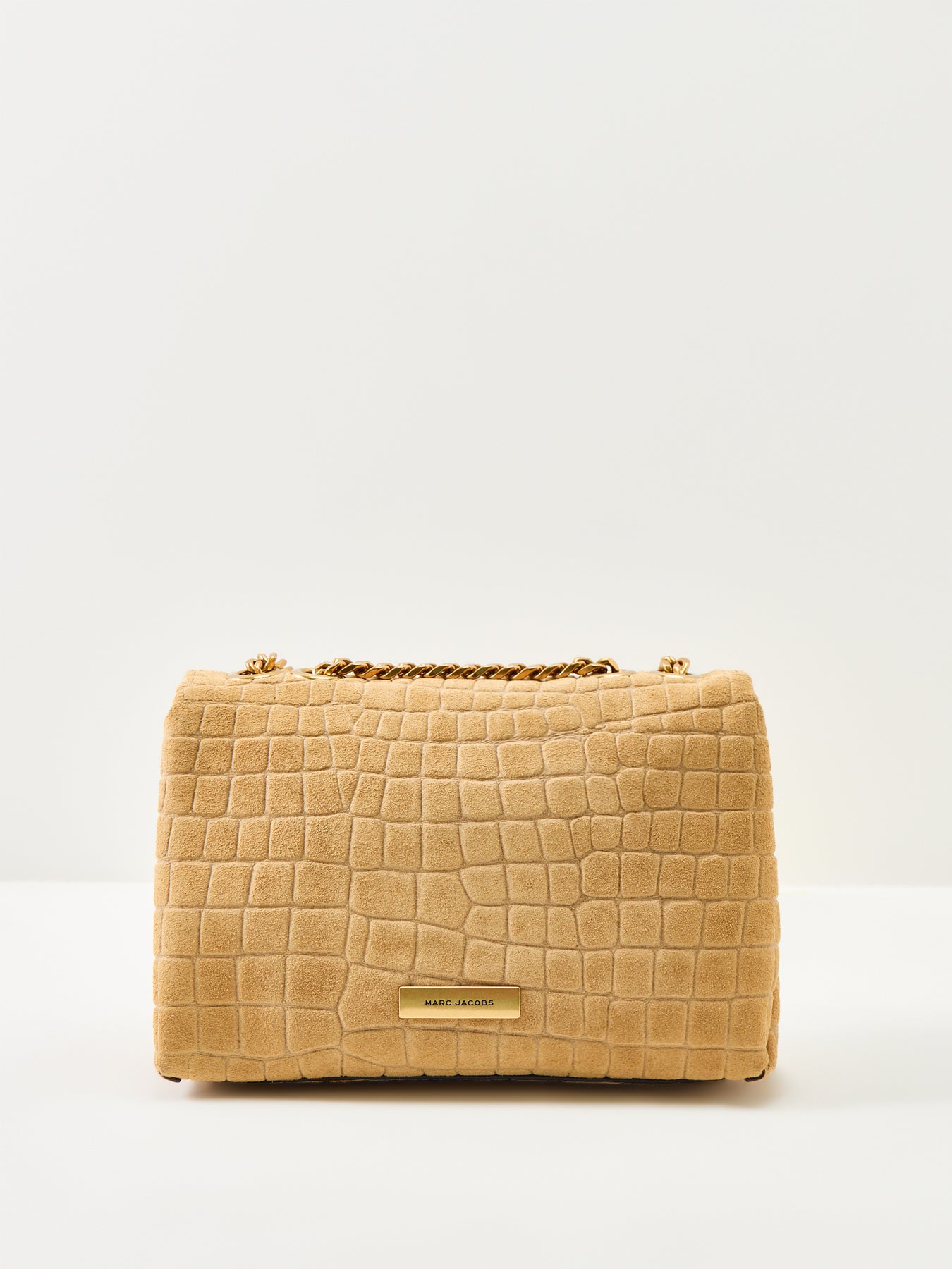 Slim Dual Chain Suede Shoulder Bag Tan