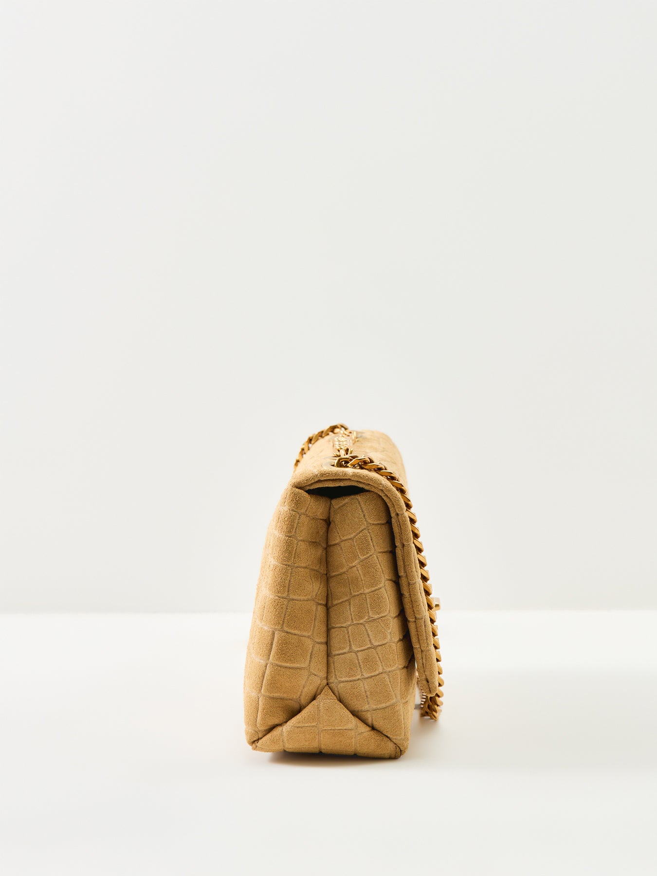 Slim Dual Chain Suede Shoulder Bag Tan