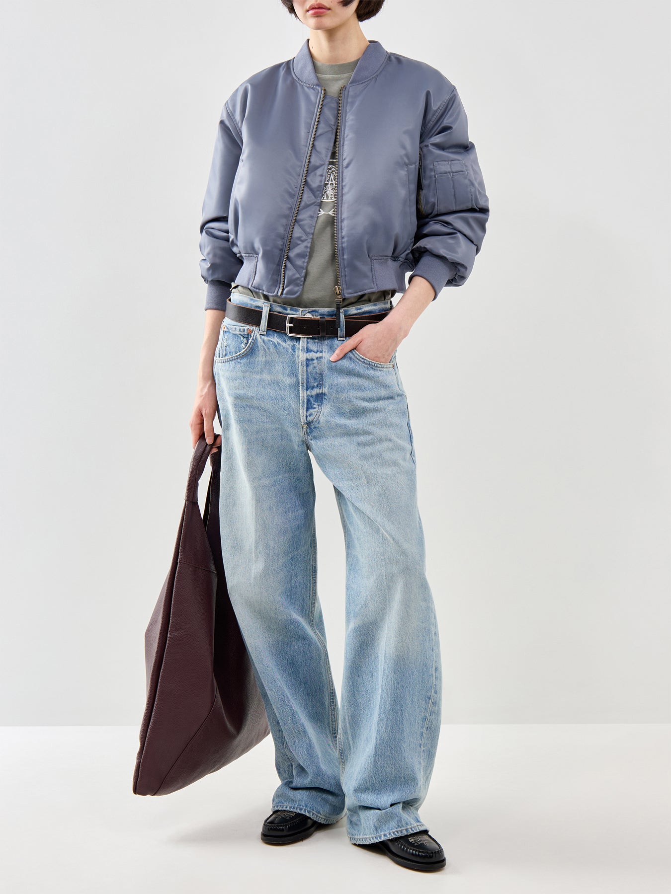 Cropped Leon Bomber Jacket Grey