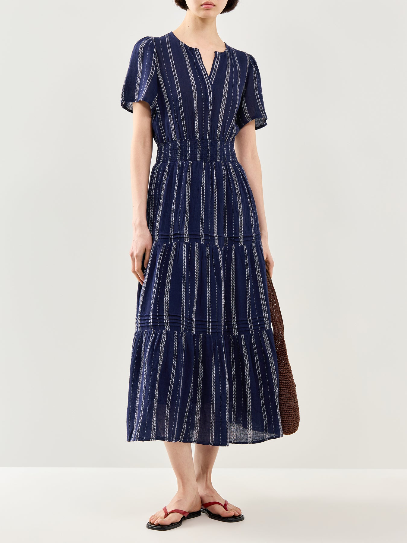 Cannes Fitted Midi Dress Stripe