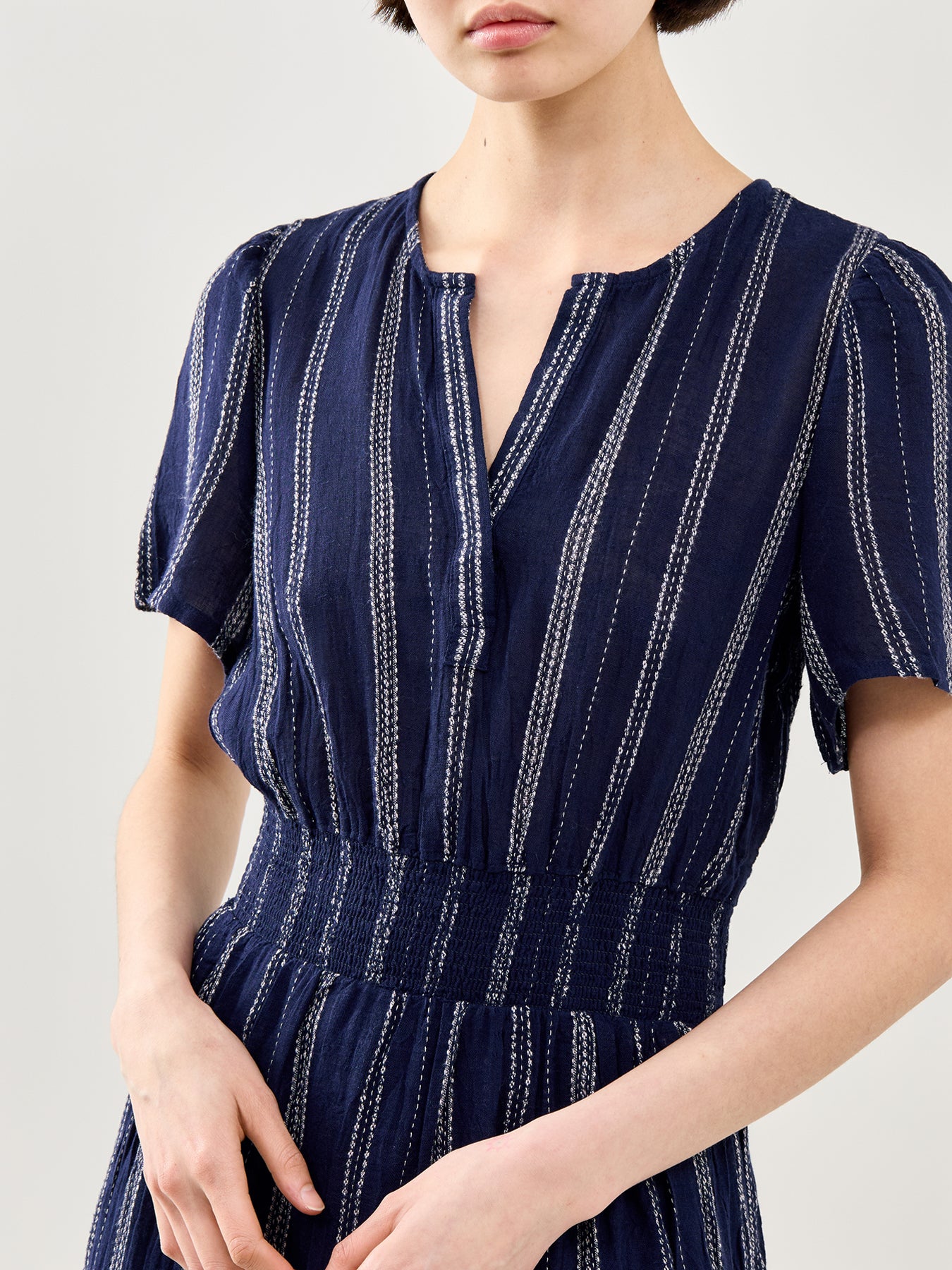 Cannes Fitted Midi Dress Stripe