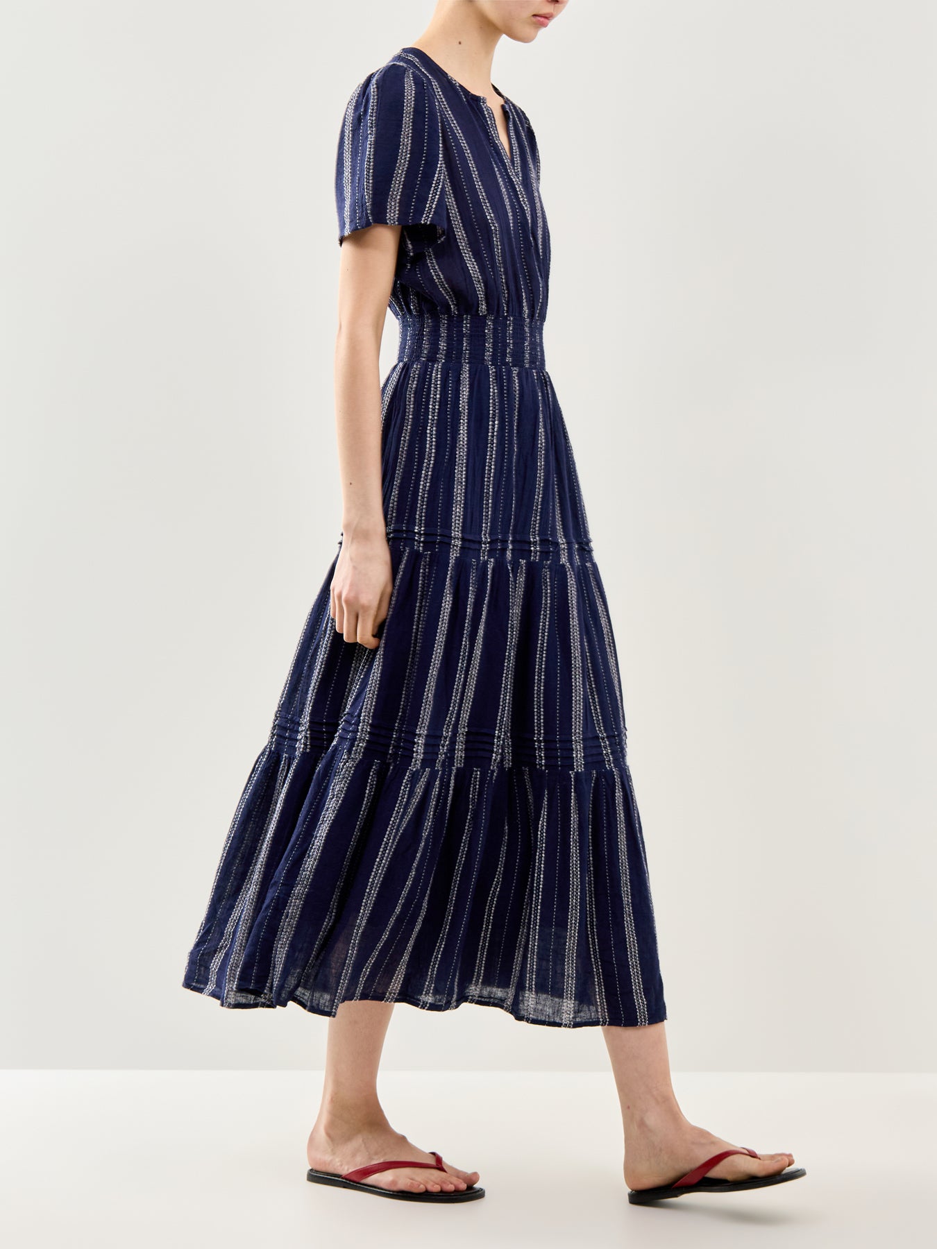 Cannes Fitted Midi Dress Stripe