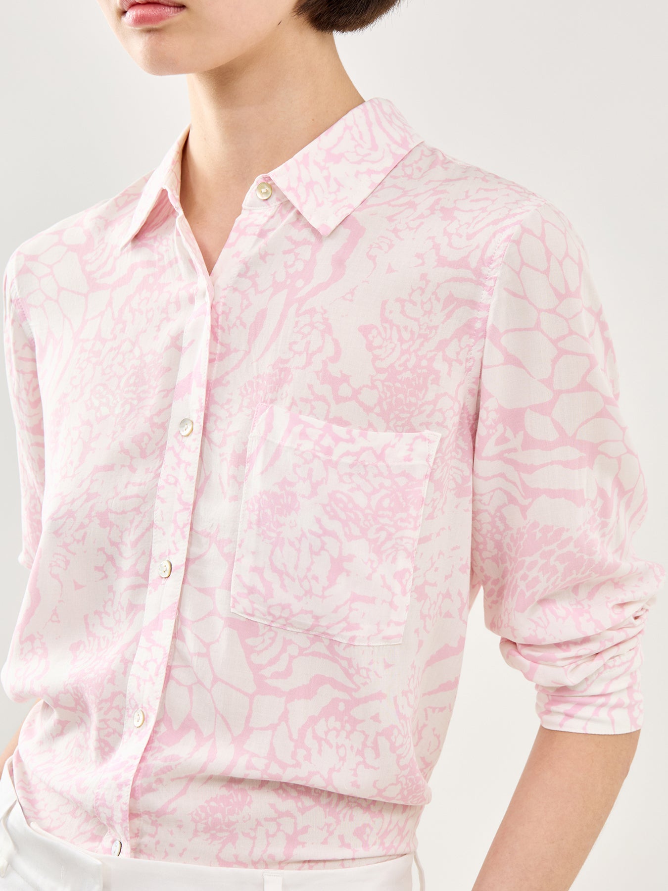 Josephine Long Sleeve Button Down Shirt Pink Print