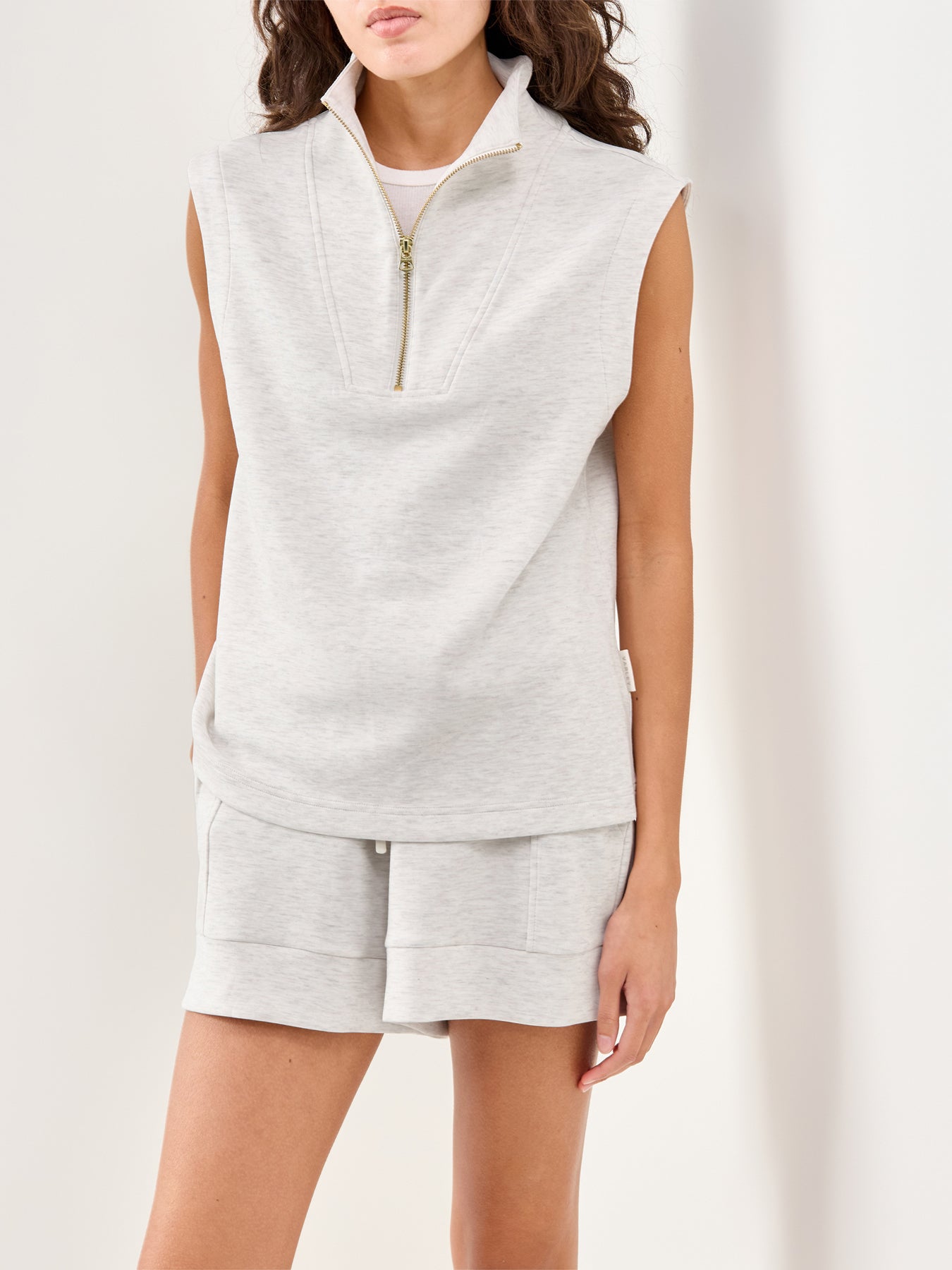 Magnolia Half Zip Tank Top Cream