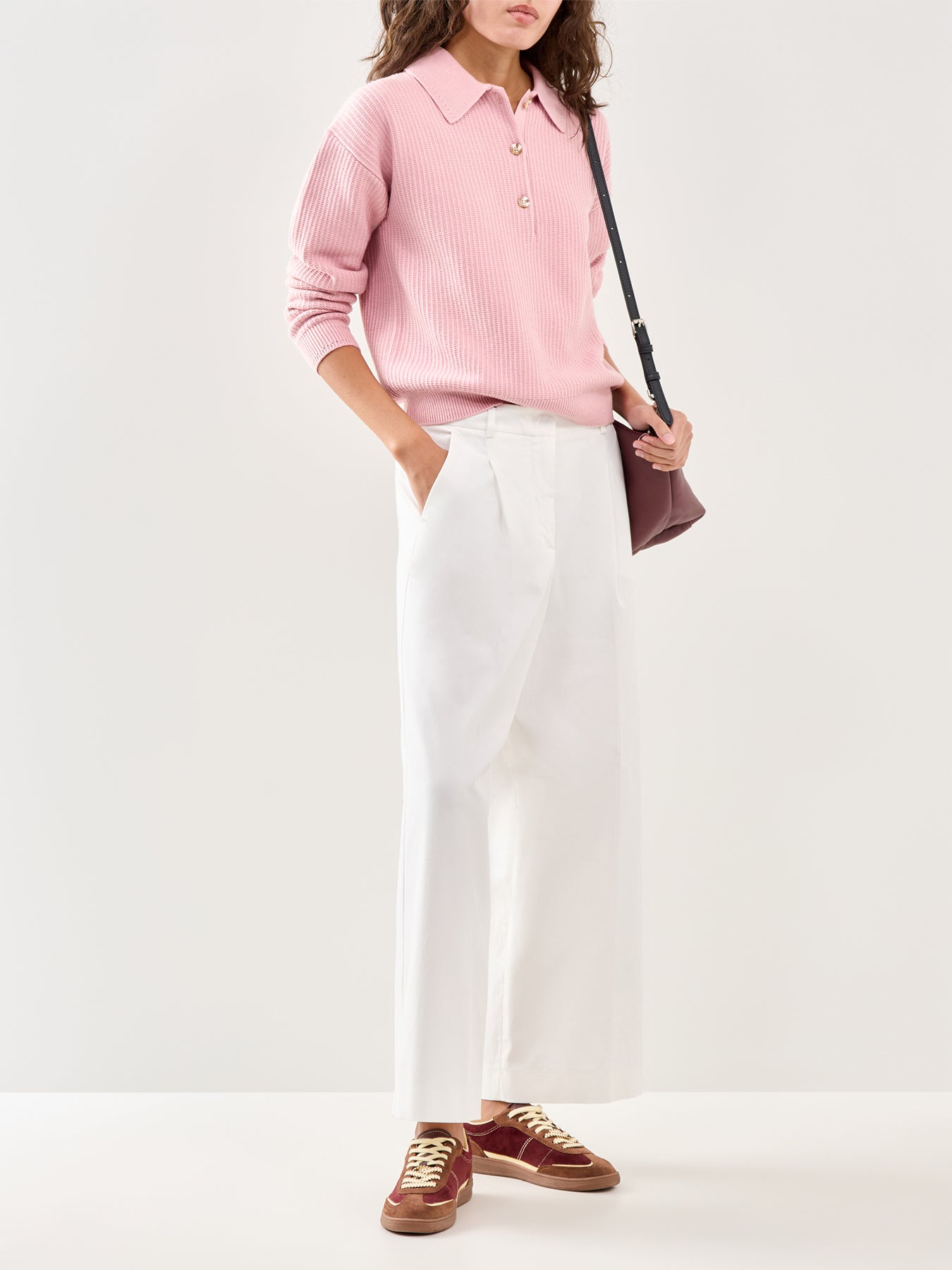Marlie Polo Knit Sweater Pink
