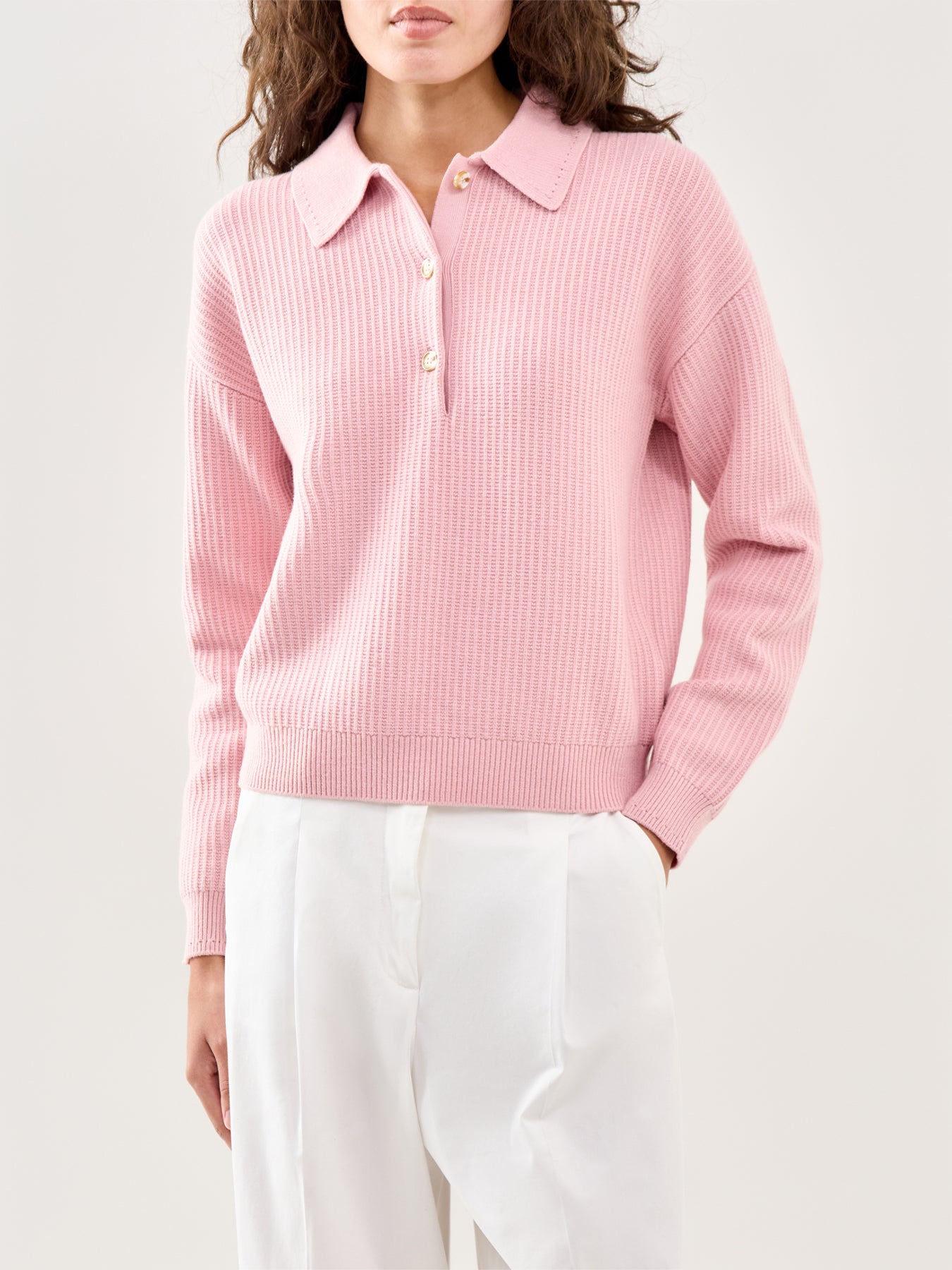 Marlie Polo Knit Sweater Pink