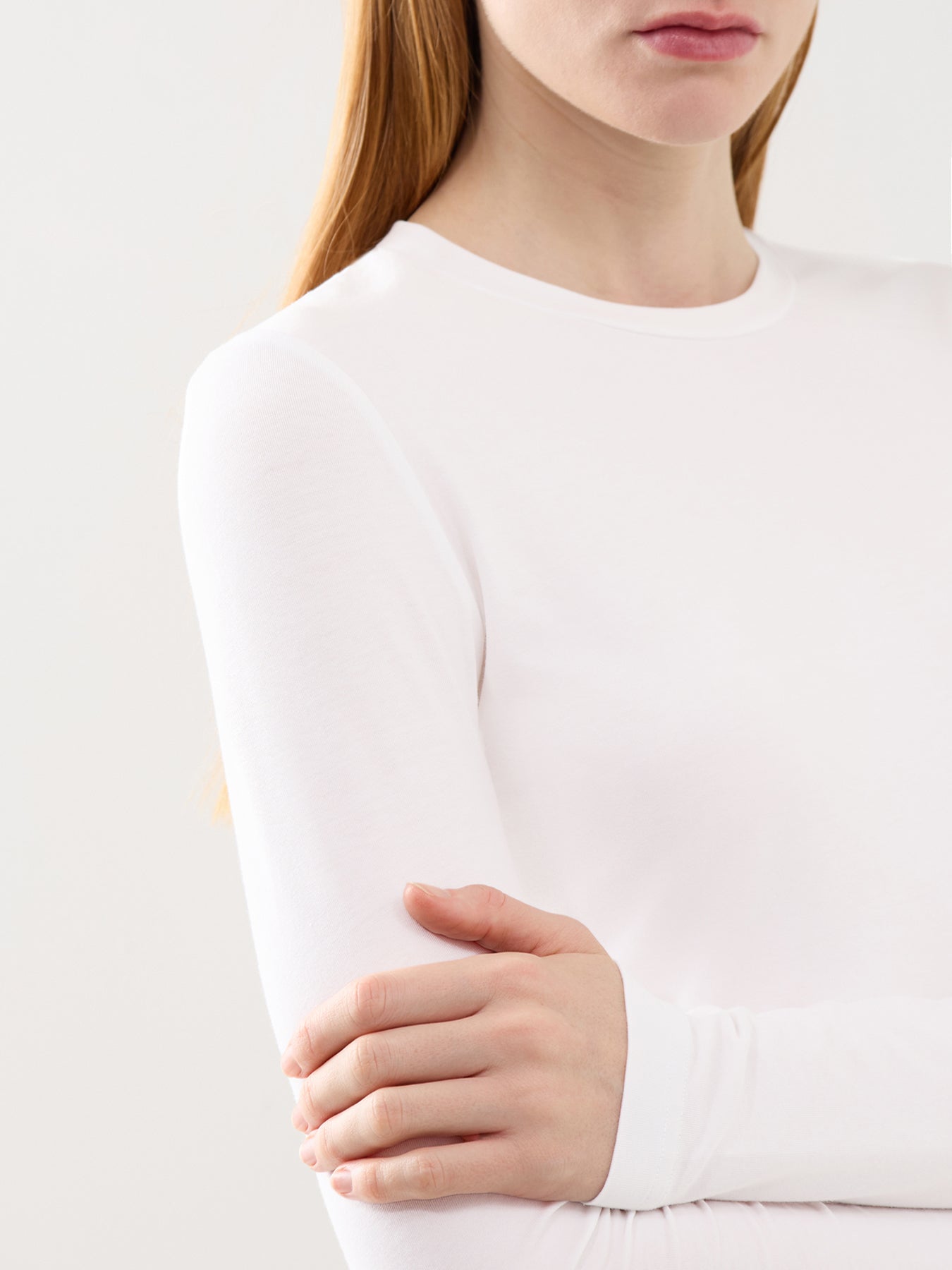 Edna Long Sleeve Fitted Tee White