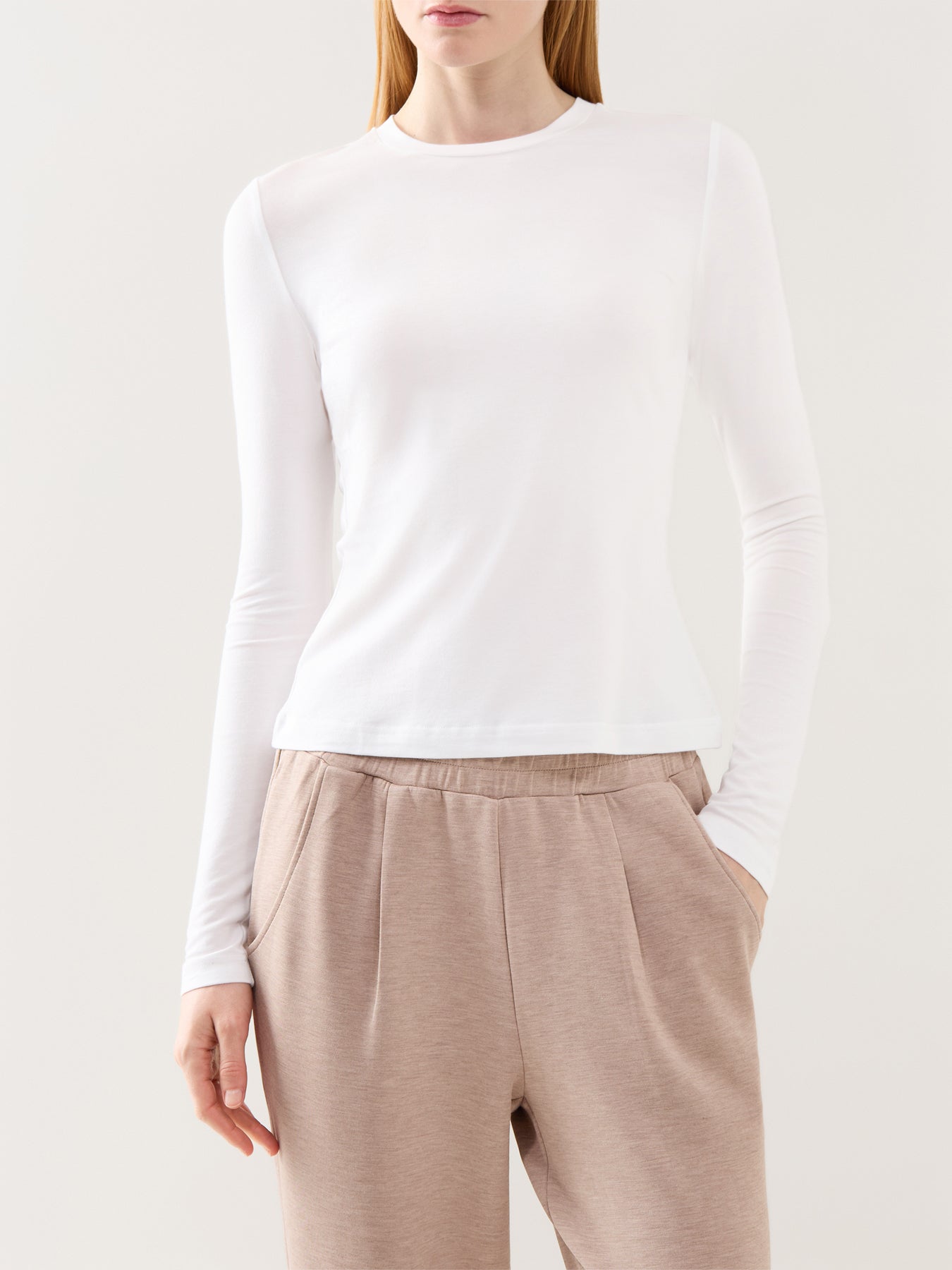 Edna Long Sleeve Fitted Tee White