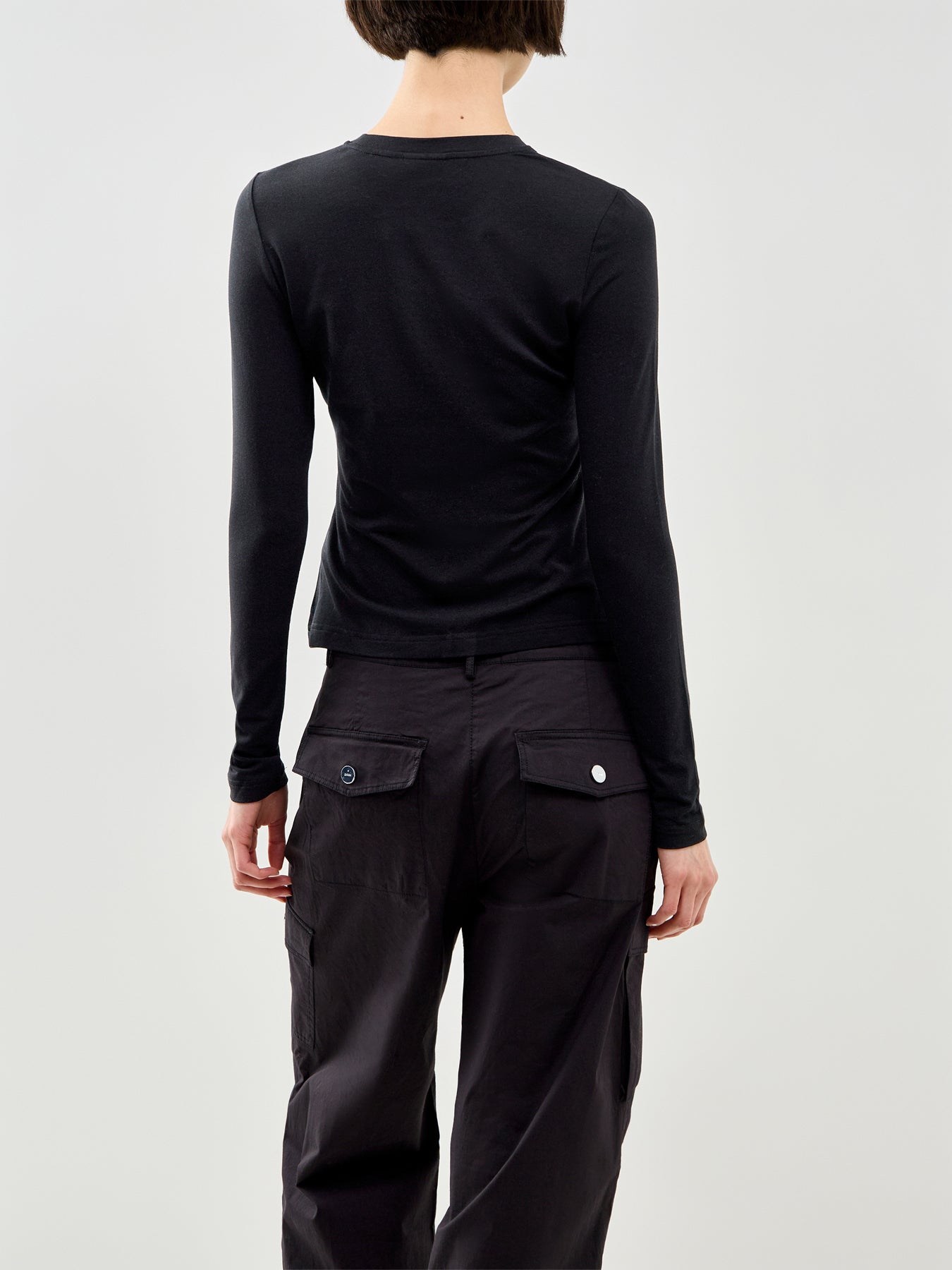 Edna Long Sleeve Fitted T-Shirt Black