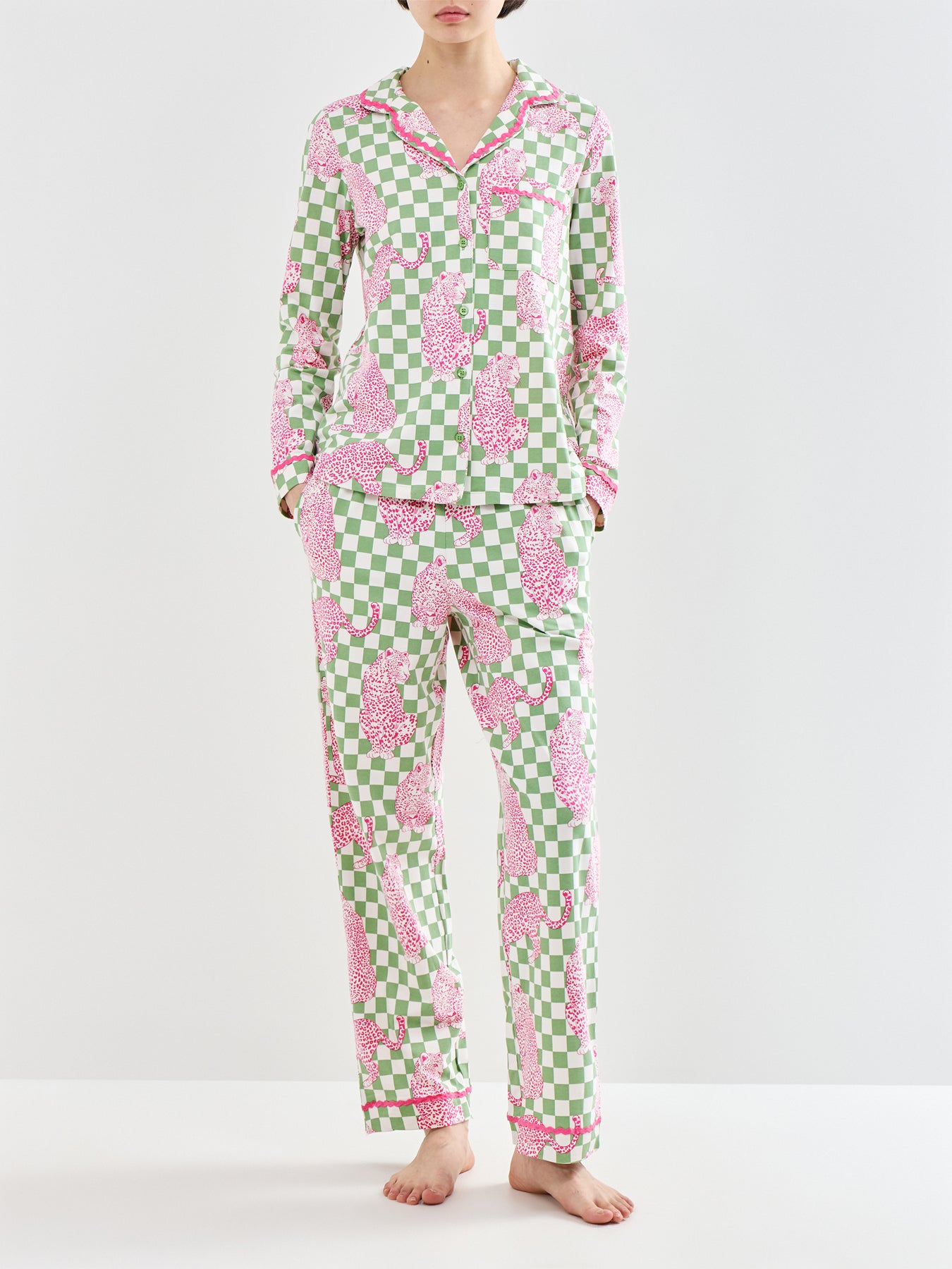 Leopard Checkerboard Pyjama Set Print