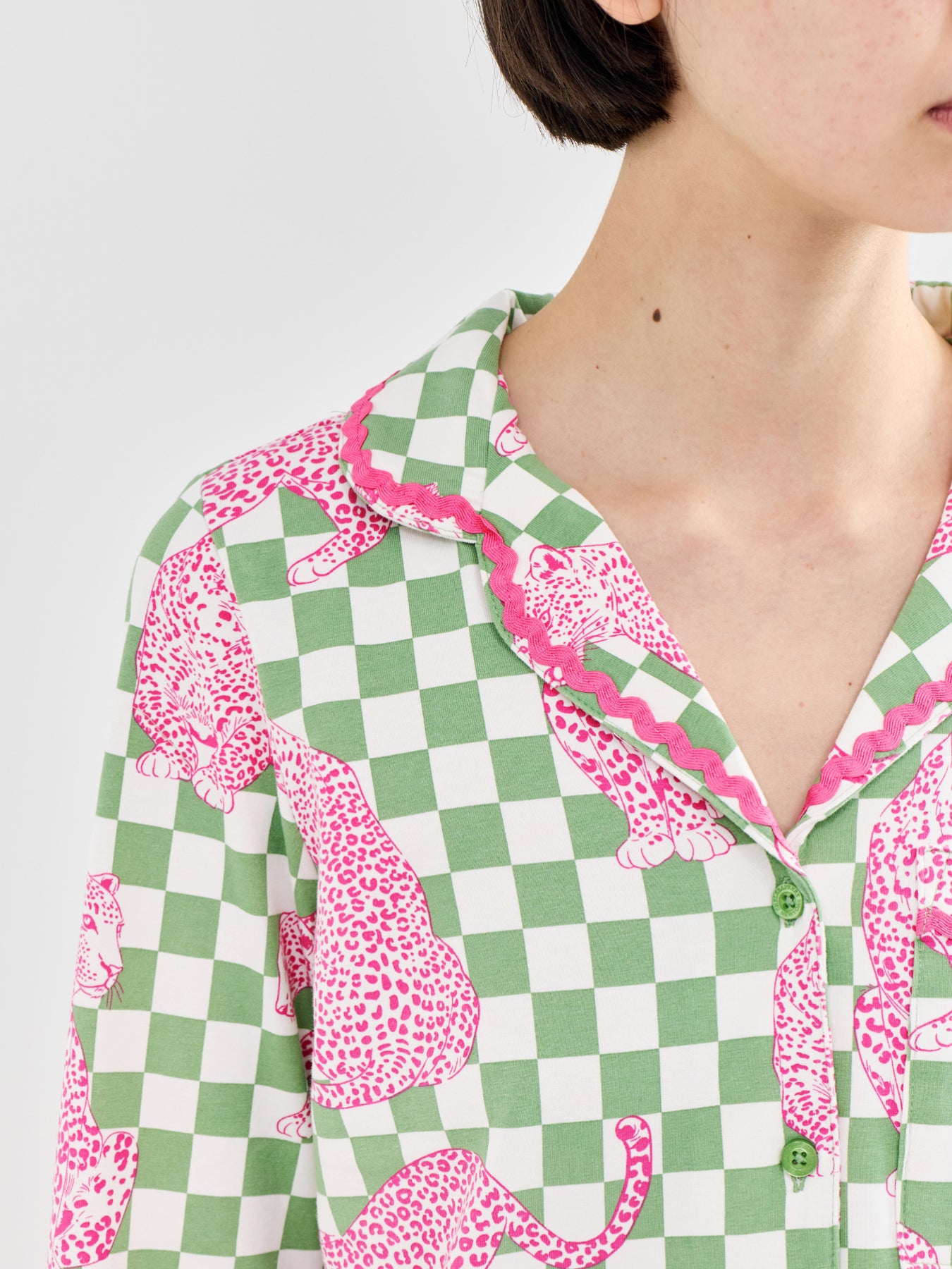 Leopard Checkerboard Pyjama Set Print