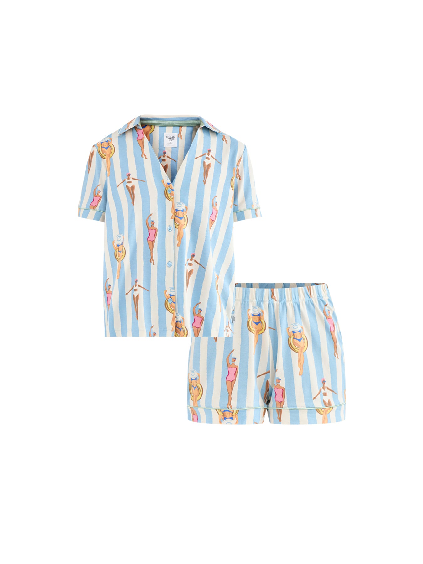 Stripe Pyjama Short Set Blue