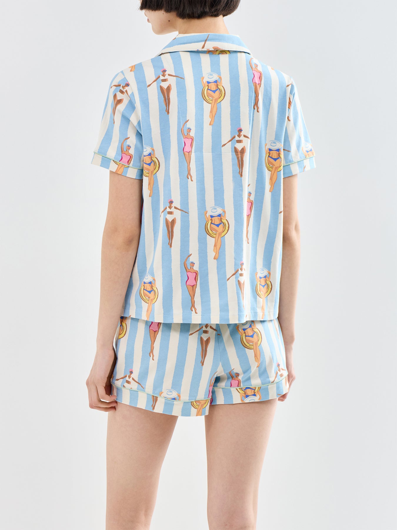 Stripe Pyjama Short Set Blue