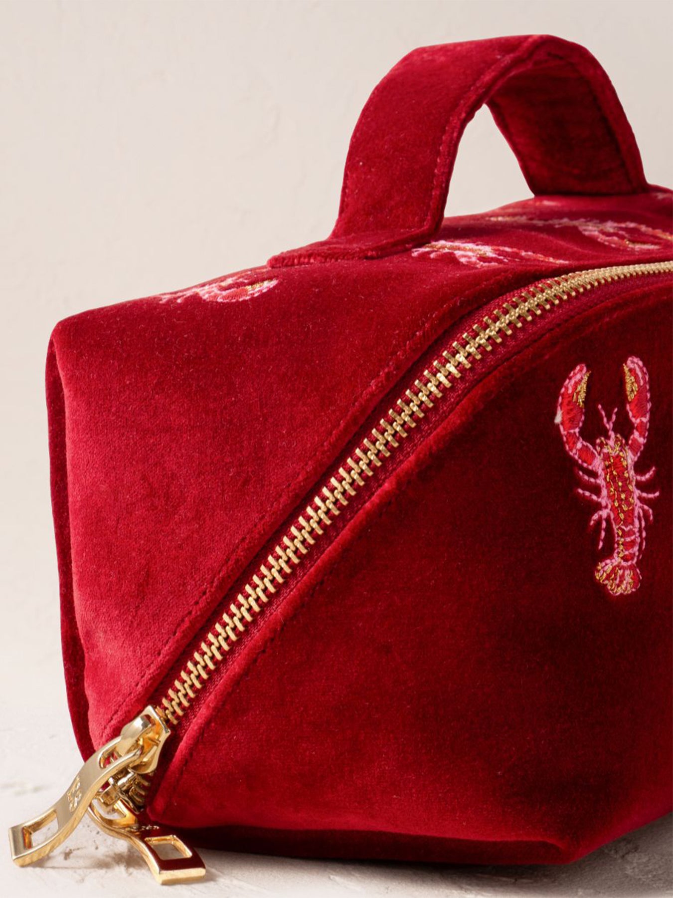 Lobster Velvet Open Flat Makeup Bag Rouge