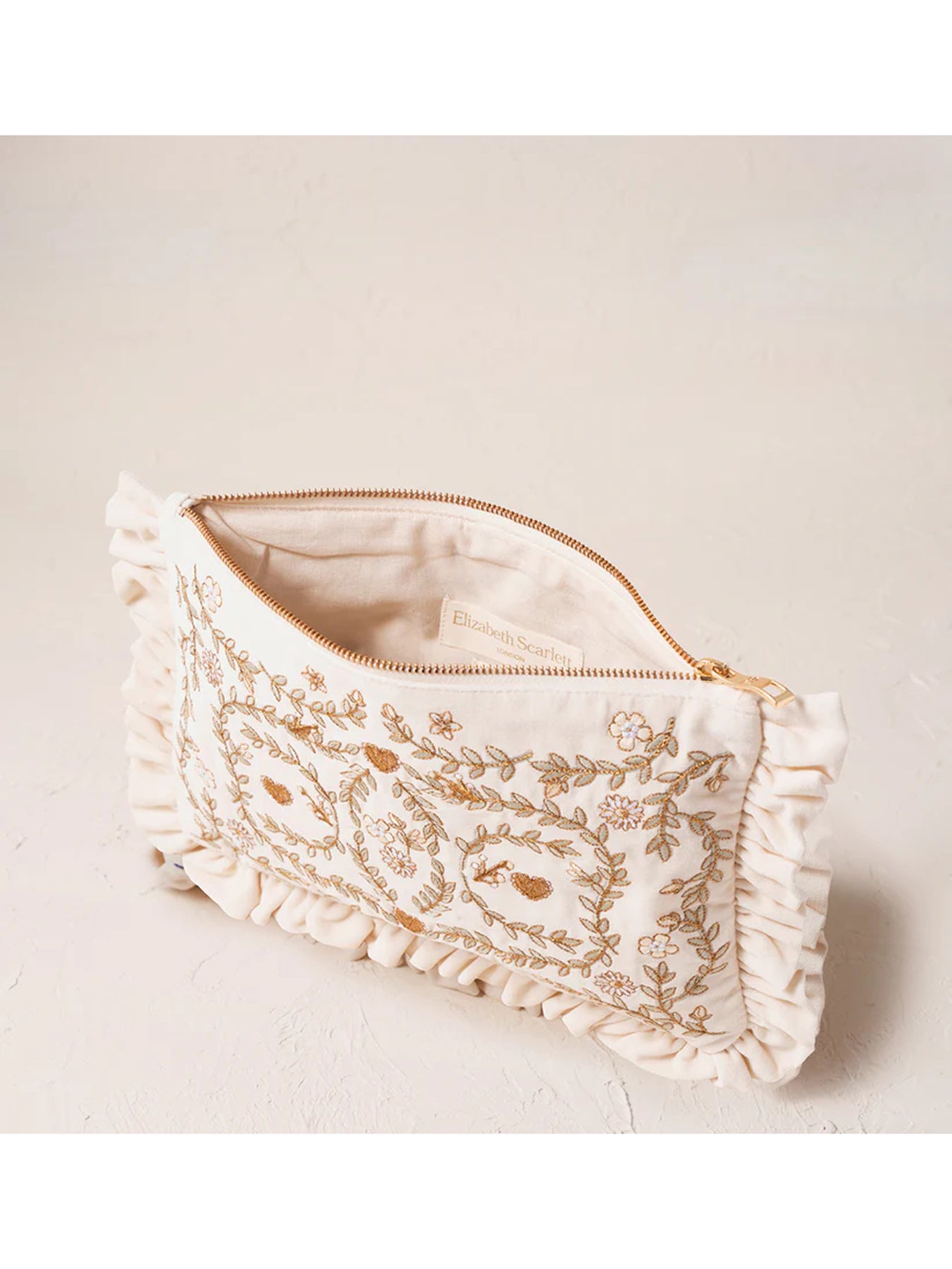 Mediterranean Garden Bride Velvet Frill Pouch Cream