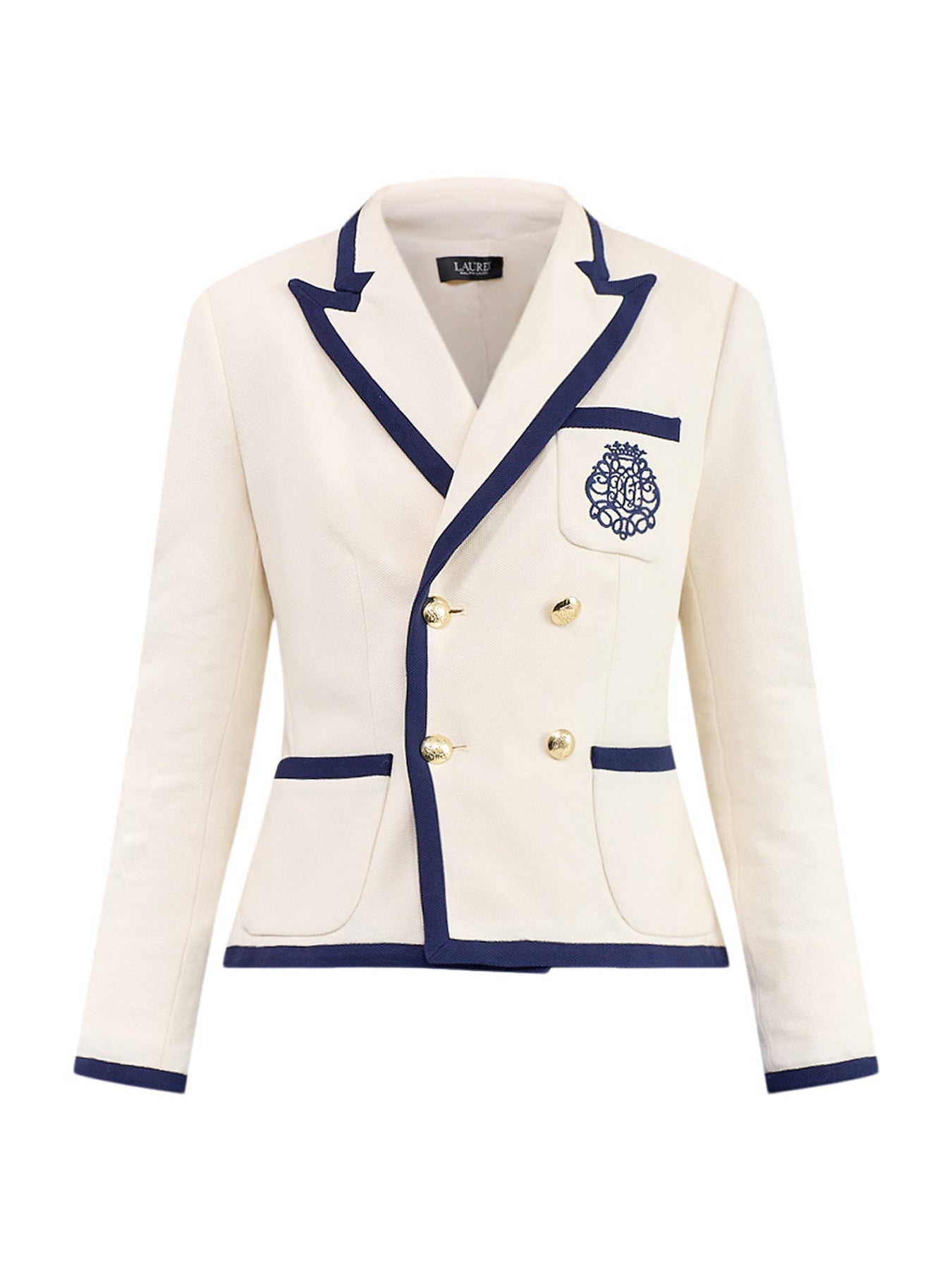 Contrast Trim Knit Blazer Cream