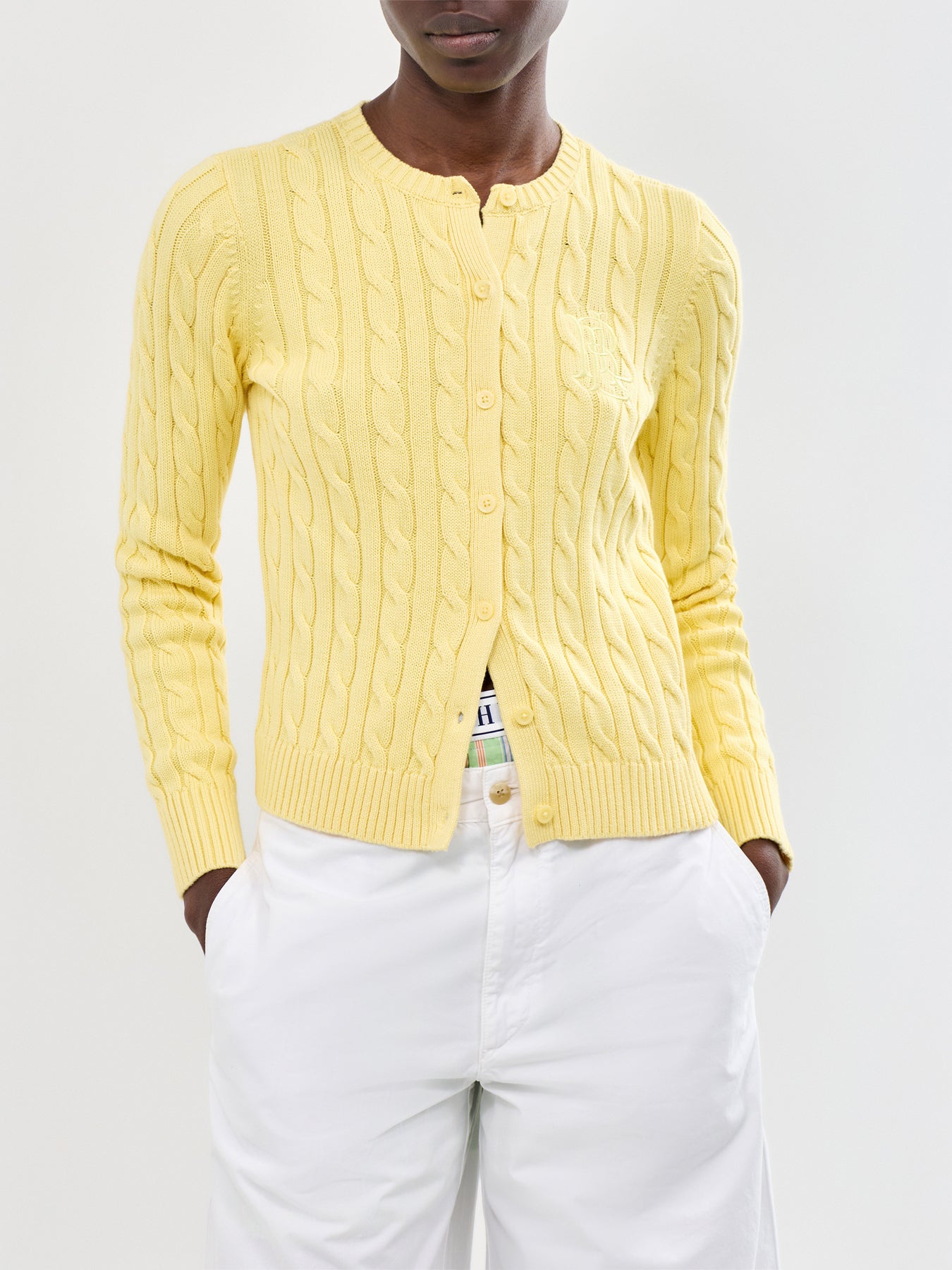Ralhan Cable Knit Cardigan Yellow