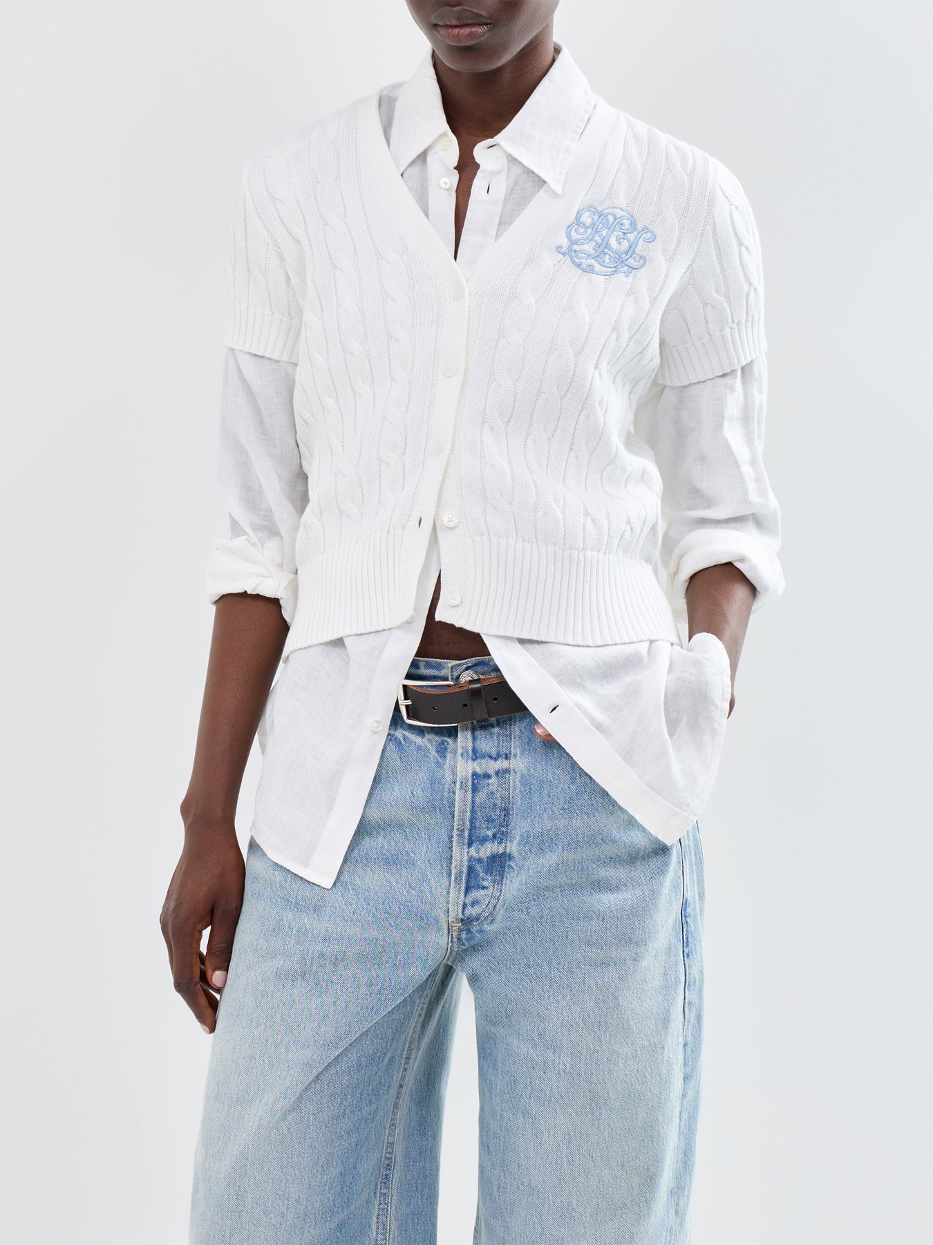 Cable Knit Cardigan White