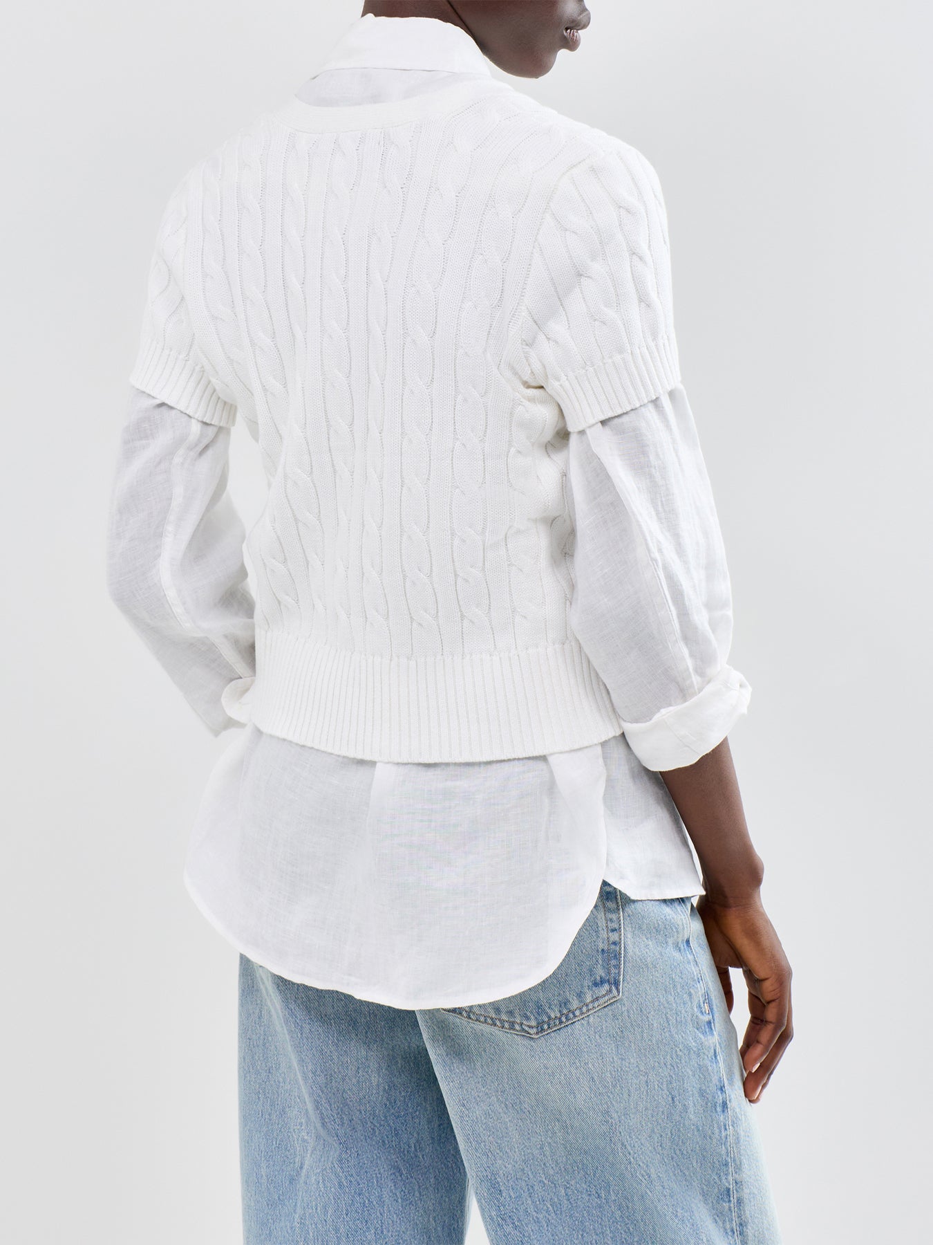 Cable Knit Cardigan White