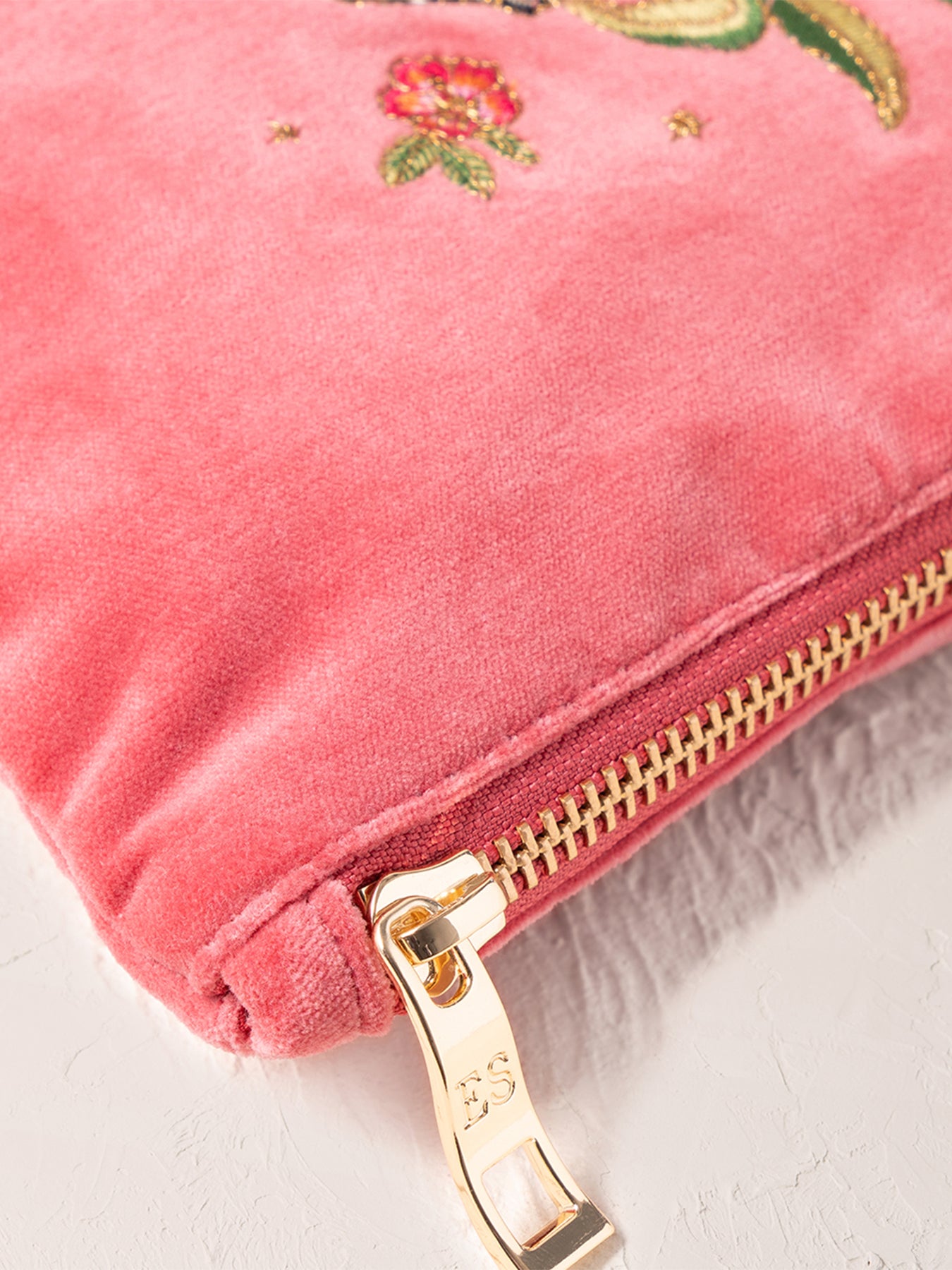 Wild Zebra Palm Velvet Mini Pouch Blush Pink