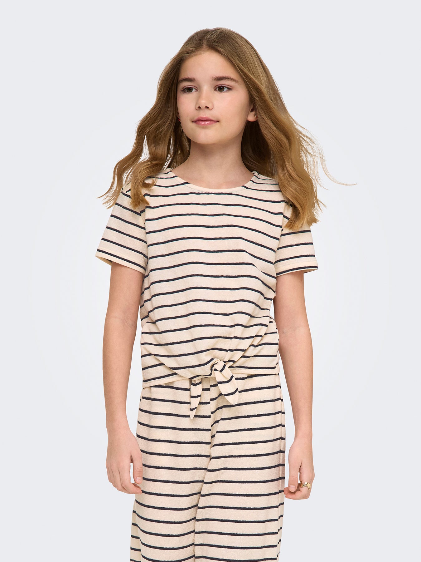 Kids' Striped Knot Top Cream