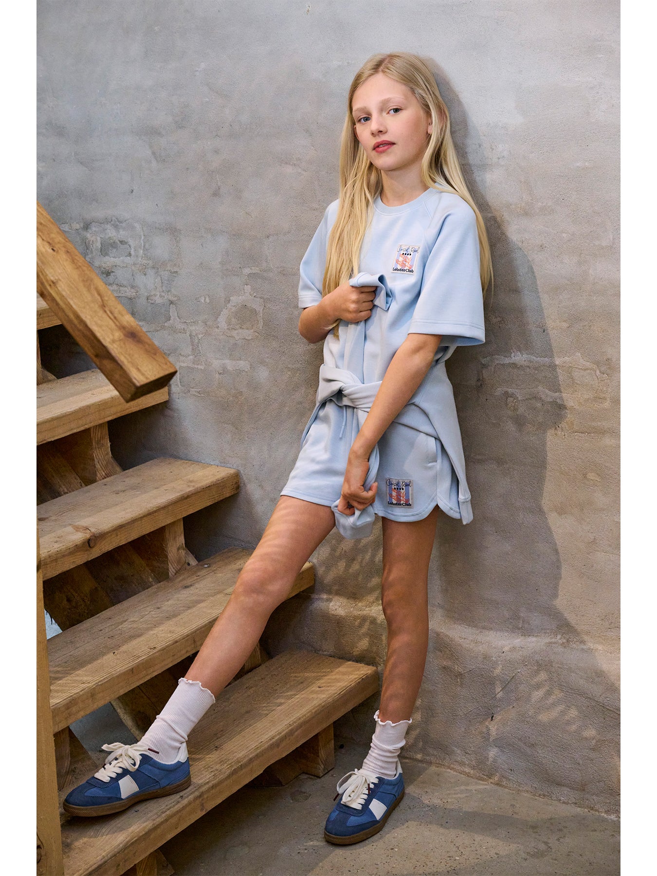 Kids' Short Sleeve Loose Top Blue