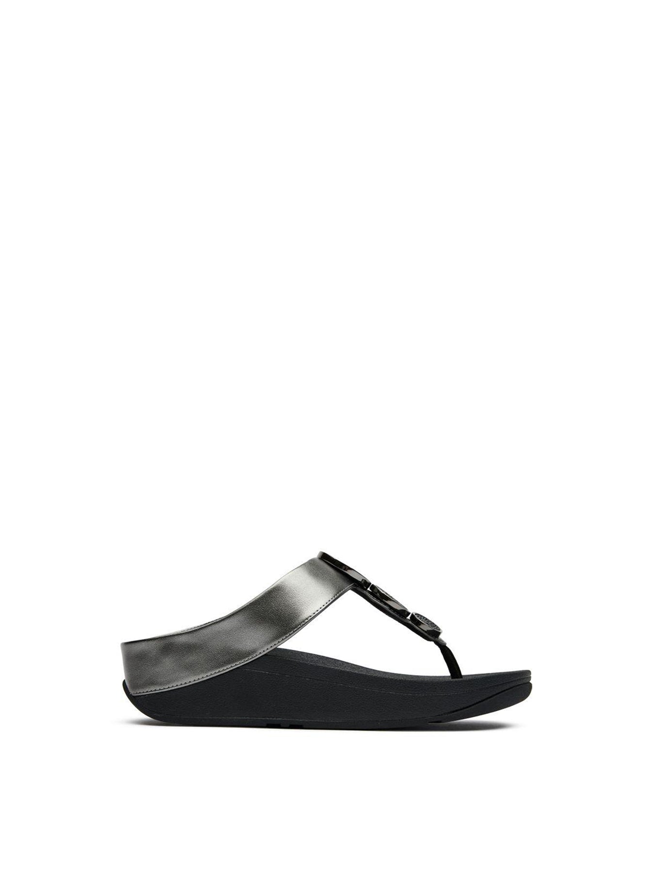 Halo Bead Circle Metallic Sandals Pewter