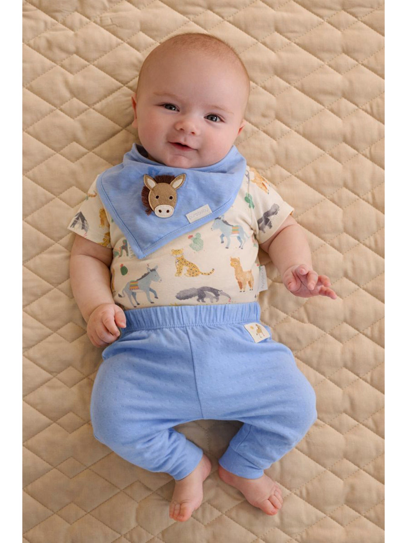 Baby 3 Piece Organic Cotton Gift Set Animal Fiesta