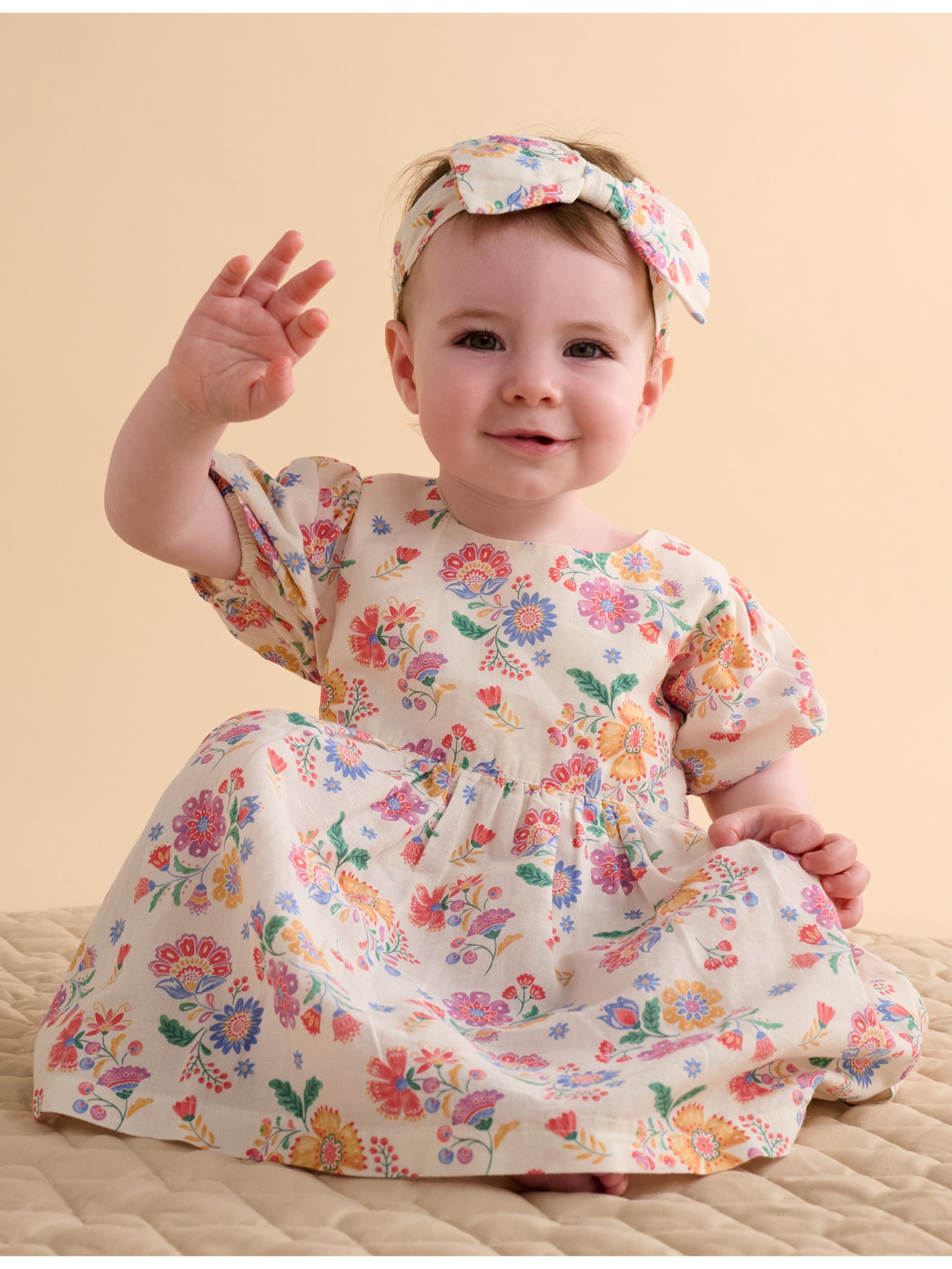 Baby Linen Blend Dress and Headband
