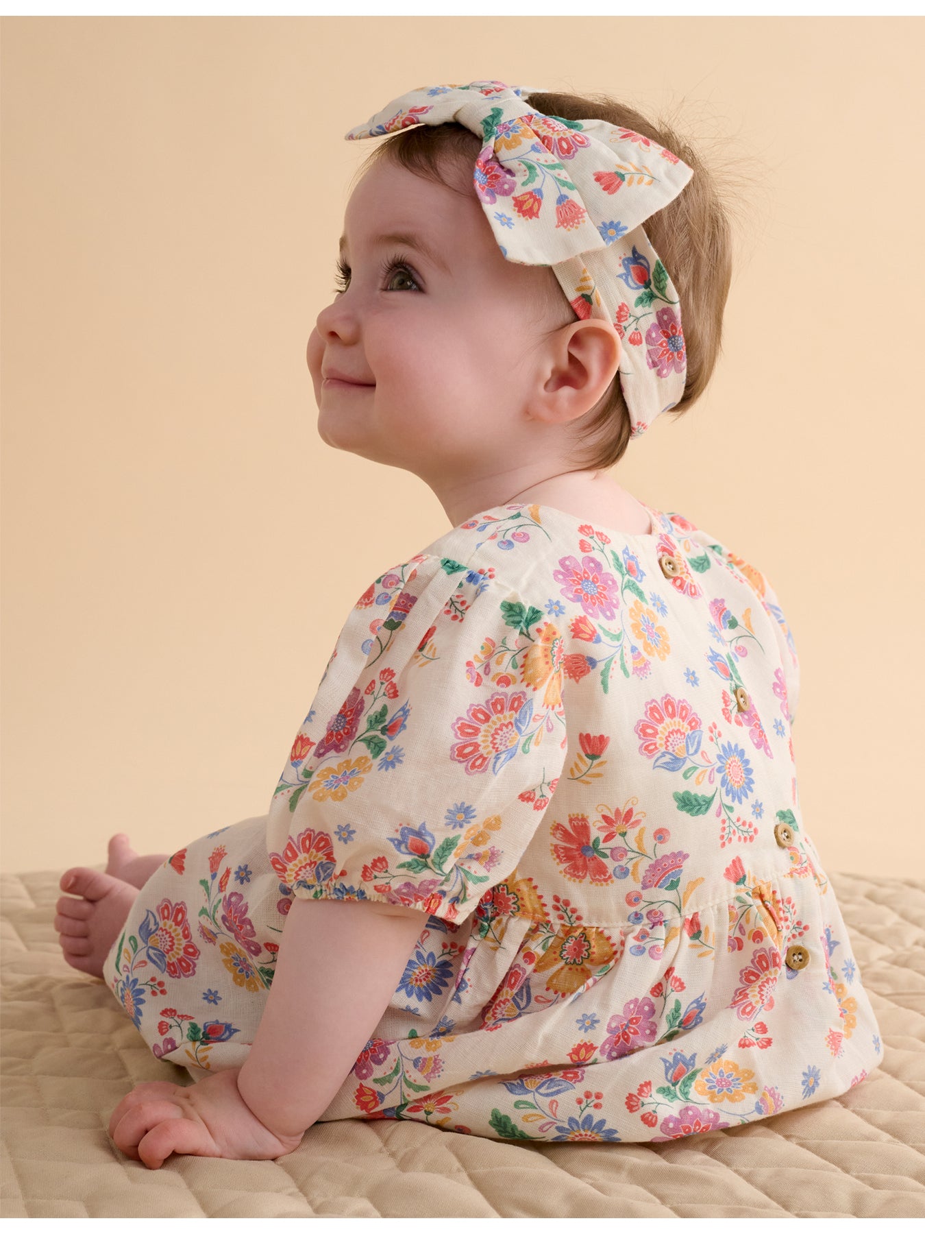 Baby Linen Blend Dress and Headband