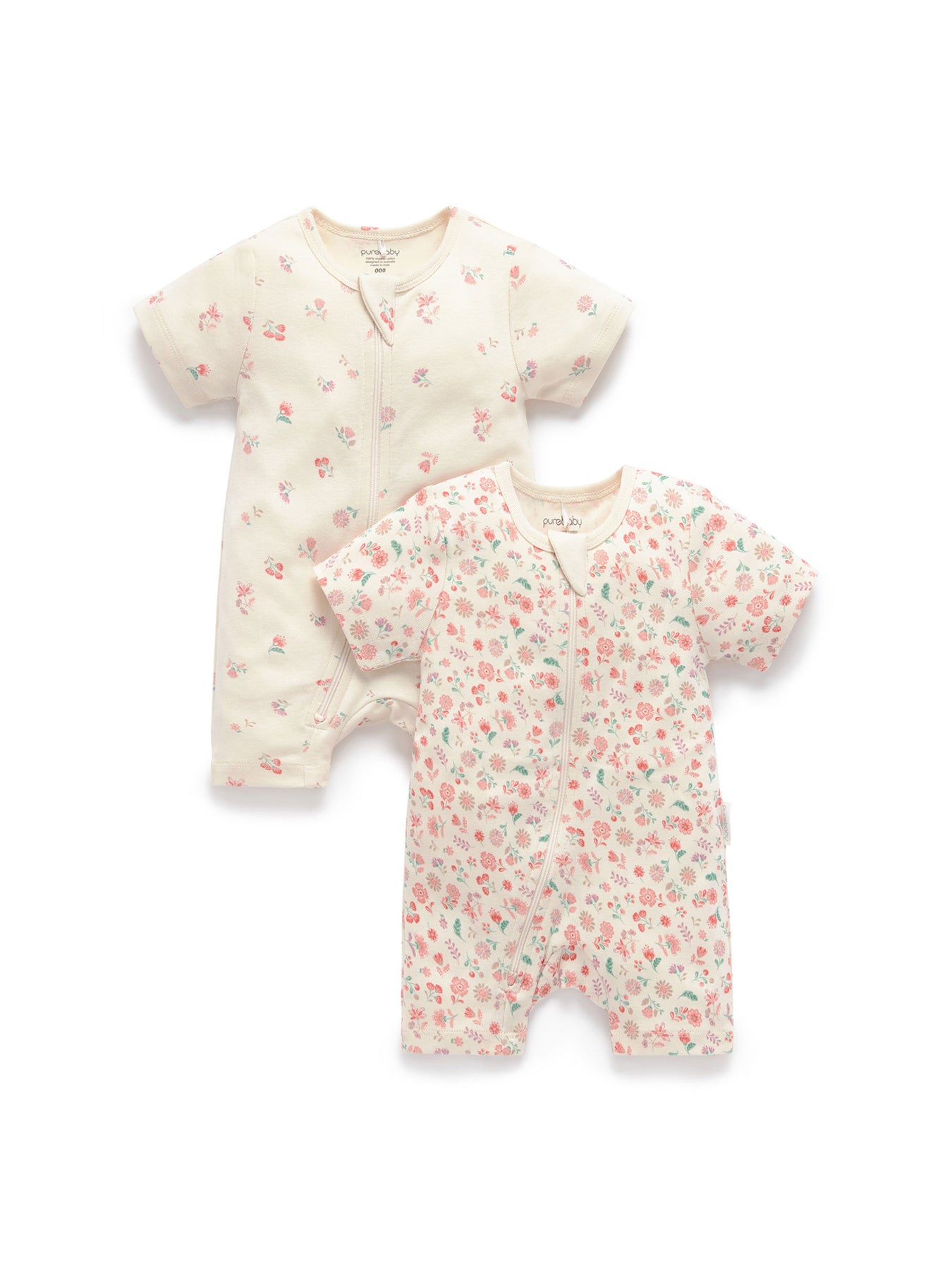 Purebaby 2 Pack Short Sleeved Growsuit