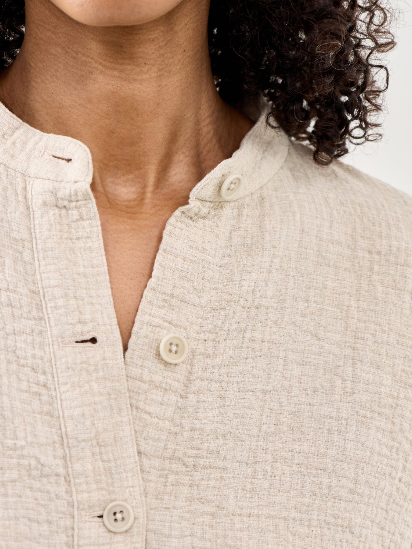 Mandarin Collar Shirt Jacket Beige