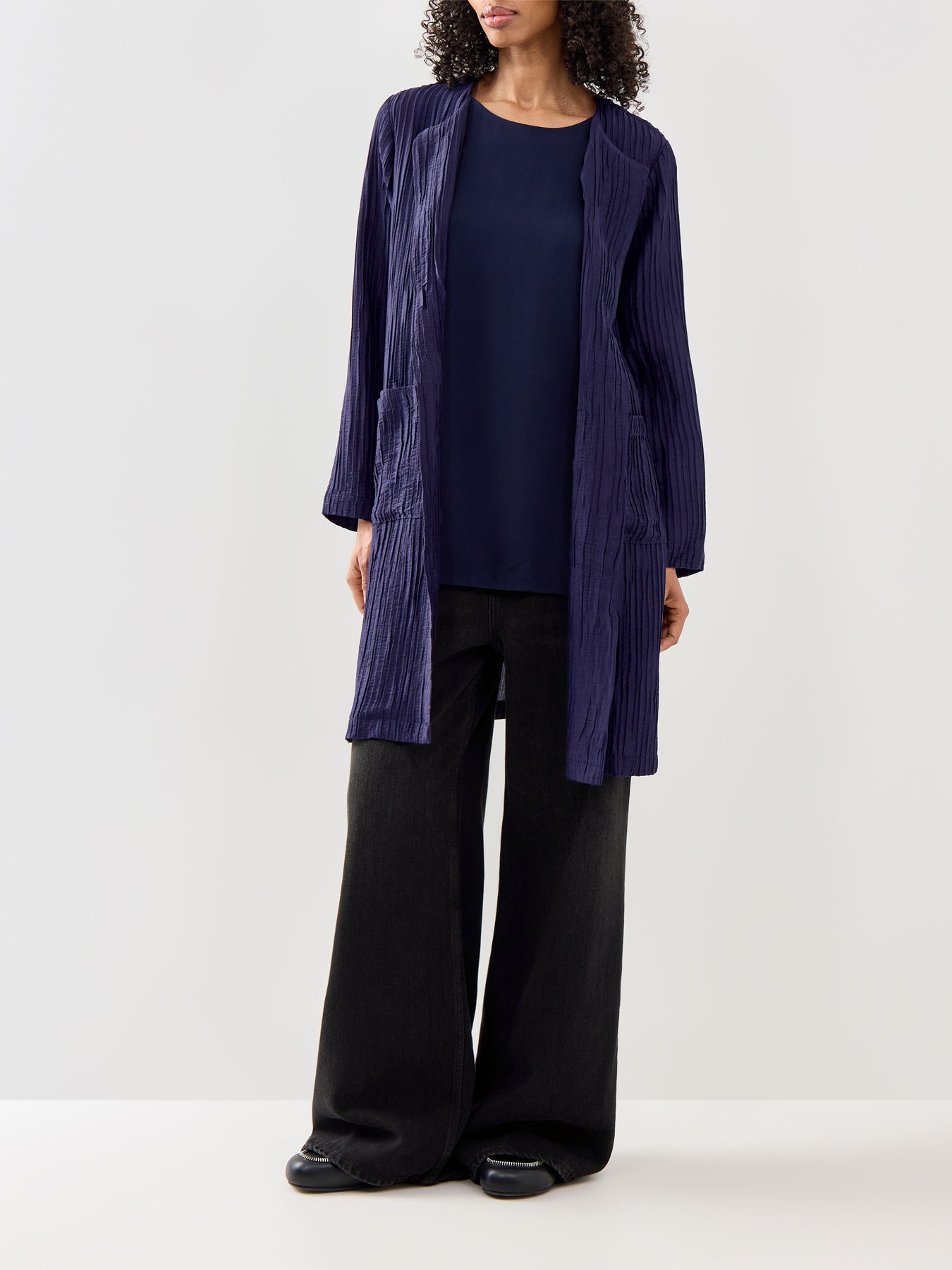 Round Neck Jacket Navy